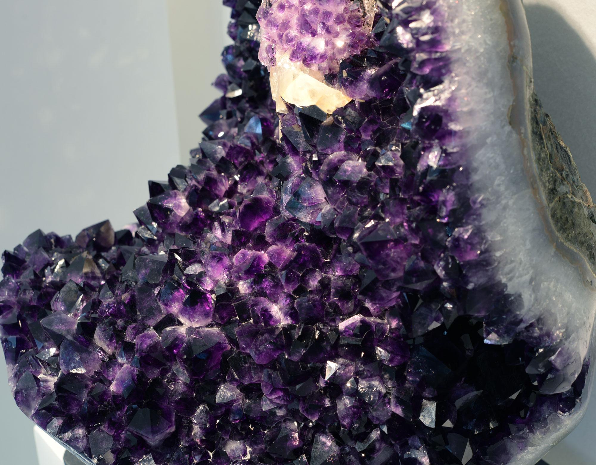 Uruguayan Exceptional Large Amethyst Cluster with Calcite Formation