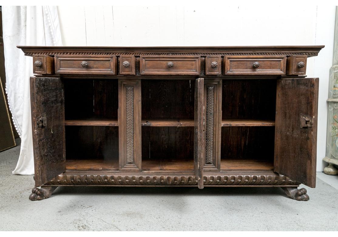 Hardwood Exceptional Large Antique Italian Renaissance Cabinet With Heraldic Crest  For Sale