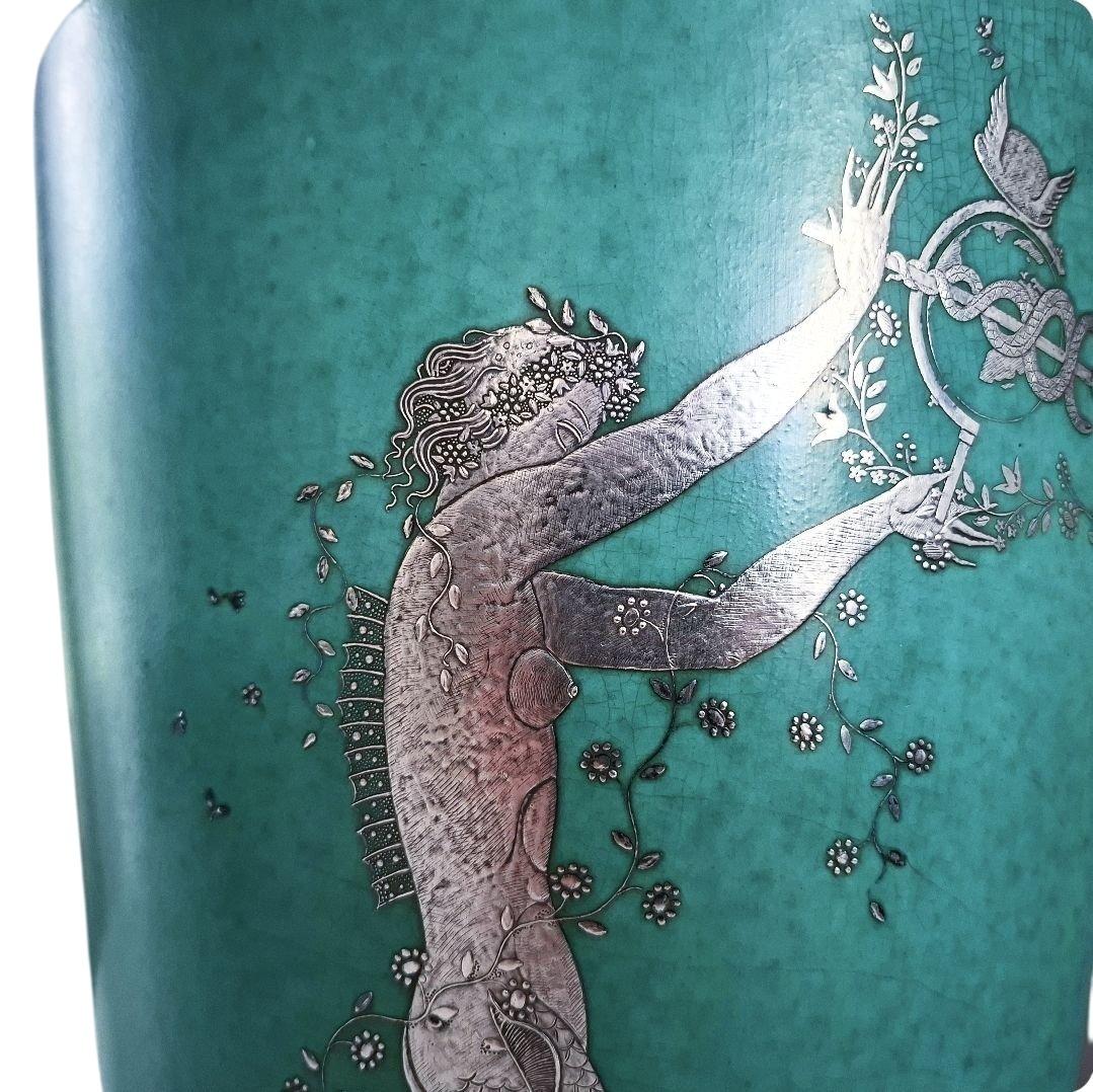 Suédois Exceptionnel grand vase en argenta par Wilhelm Kåge pour Gustavsberg, Suède, années 1930 en vente
