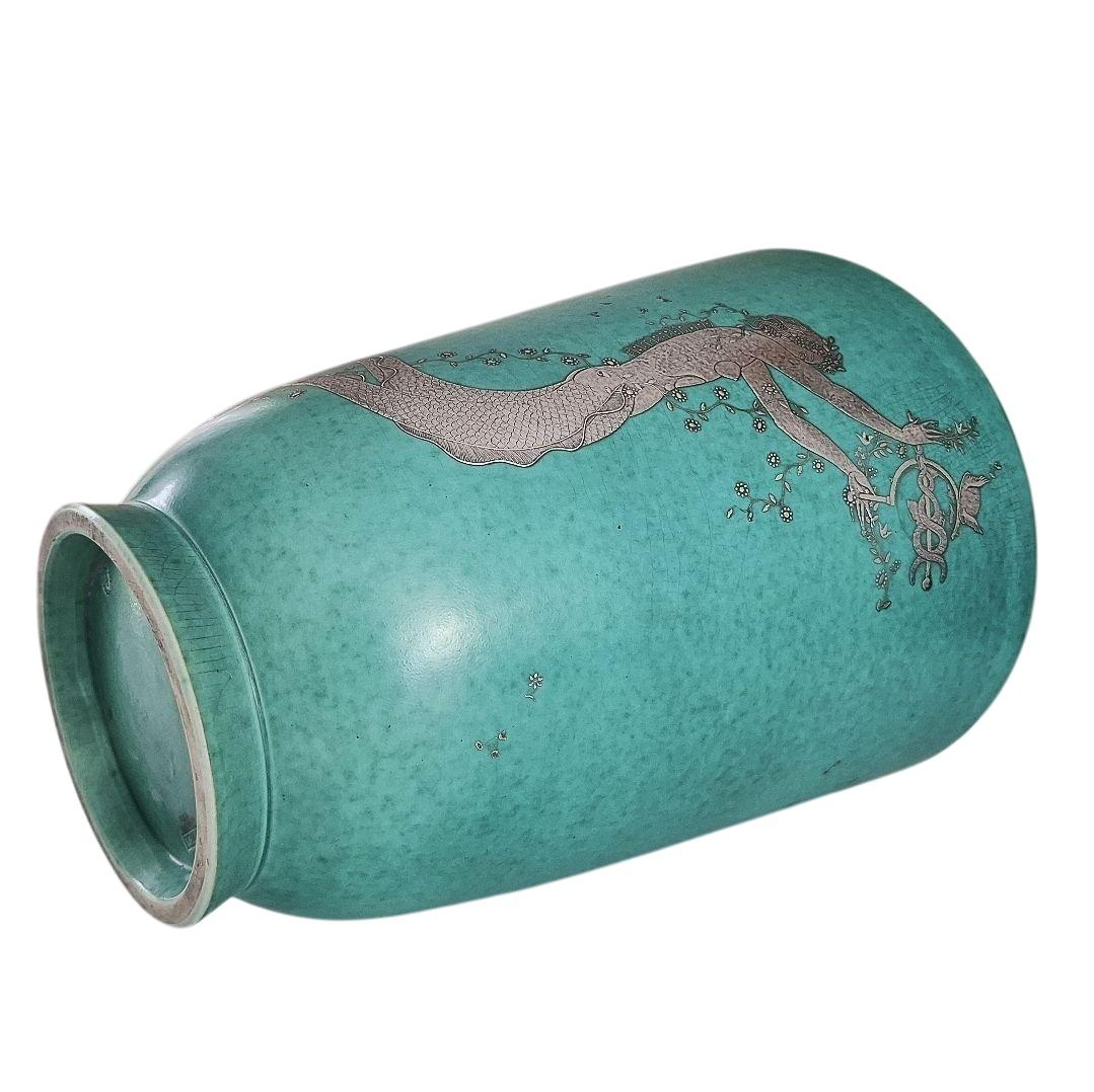 Milieu du XXe siècle Exceptionnel grand vase en argenta par Wilhelm Kåge pour Gustavsberg, Suède, années 1930 en vente
