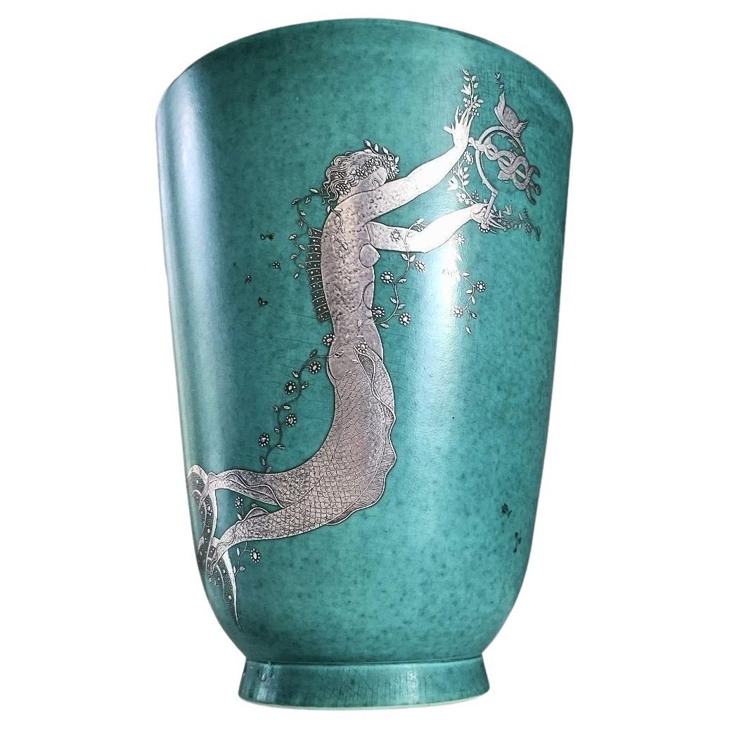 Exceptionnel grand vase en argenta par Wilhelm Kåge pour Gustavsberg, Suède, années 1930 en vente