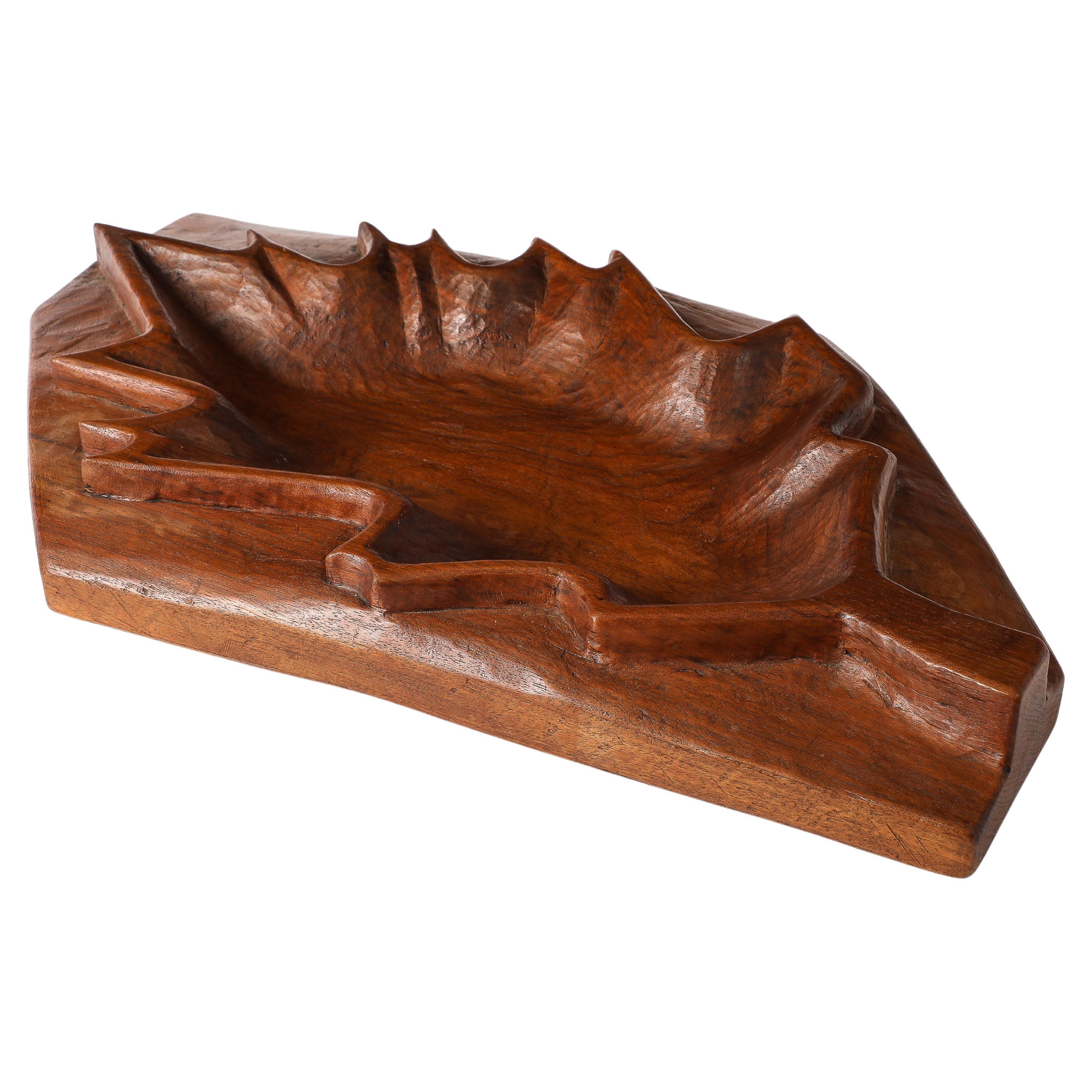 Exceptional & Large Carved Oak Tray, France 1950's