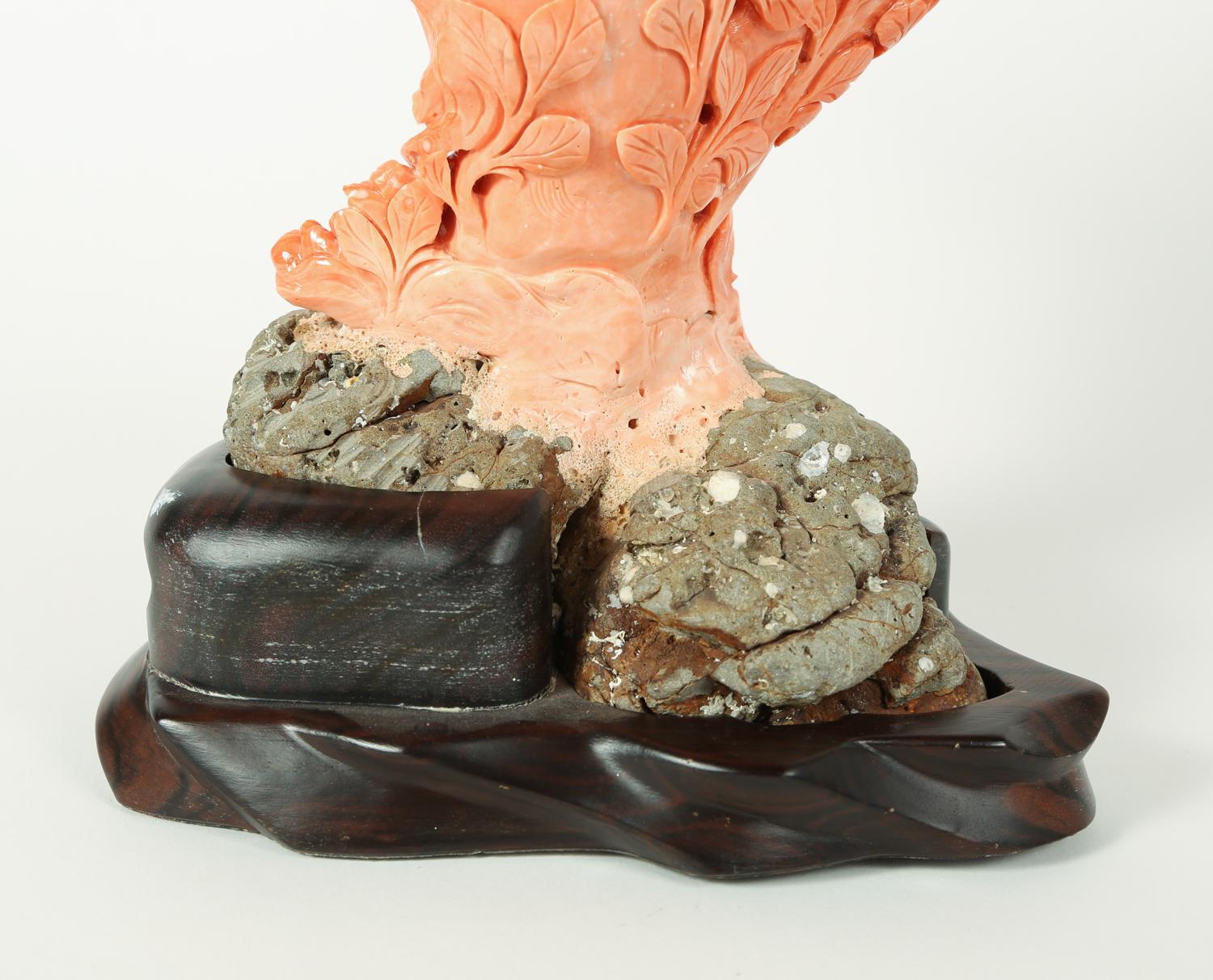 Exceptional Large Chinese Carved Coral Figural Group of a Guanyin Kwan Yin 7