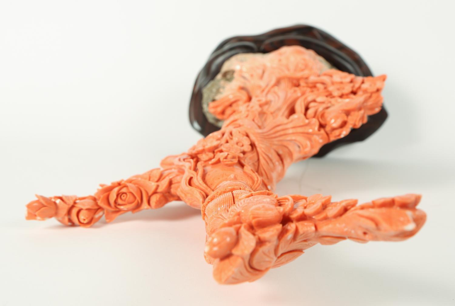 Exceptional Large Chinese Carved Coral Figural Group of a Guanyin Kwan Yin 8