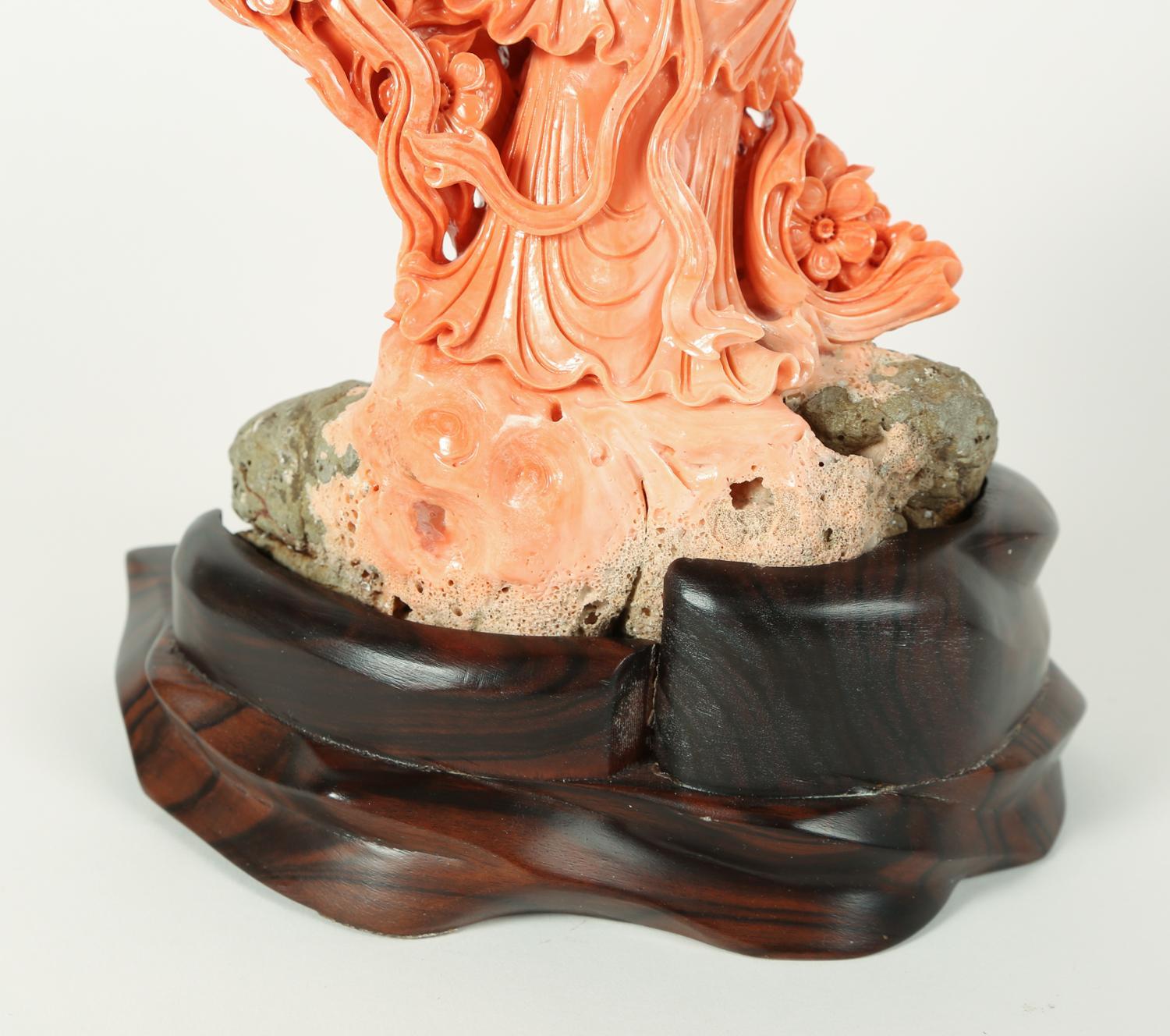 Exceptional Large Chinese Carved Coral Figural Group of a Guanyin Kwan Yin 4