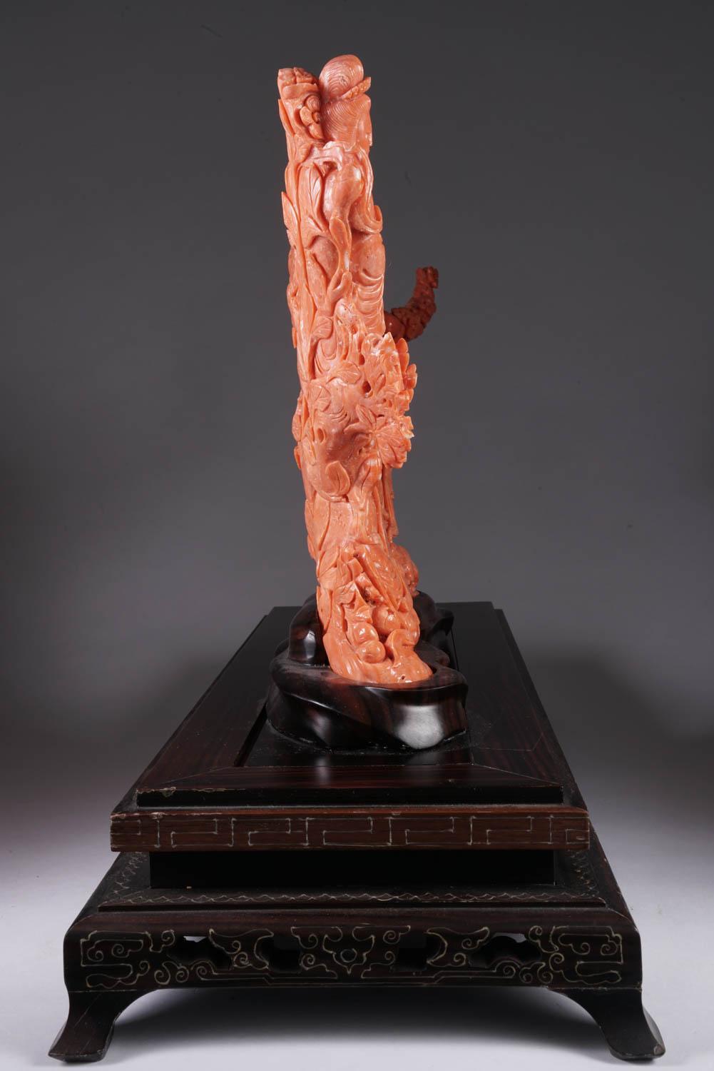 Exceptional Large Chinese Carved Coral Figural Group Statue of Female Immortals For Sale 3