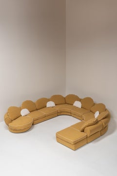 Exceptional Large Curved Sectional Sofa, Postmodern France, 1970s