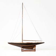 Exceptional Large Danish Yacht Model in Mahogany and Maple, 1930s (H: 258 cm)
