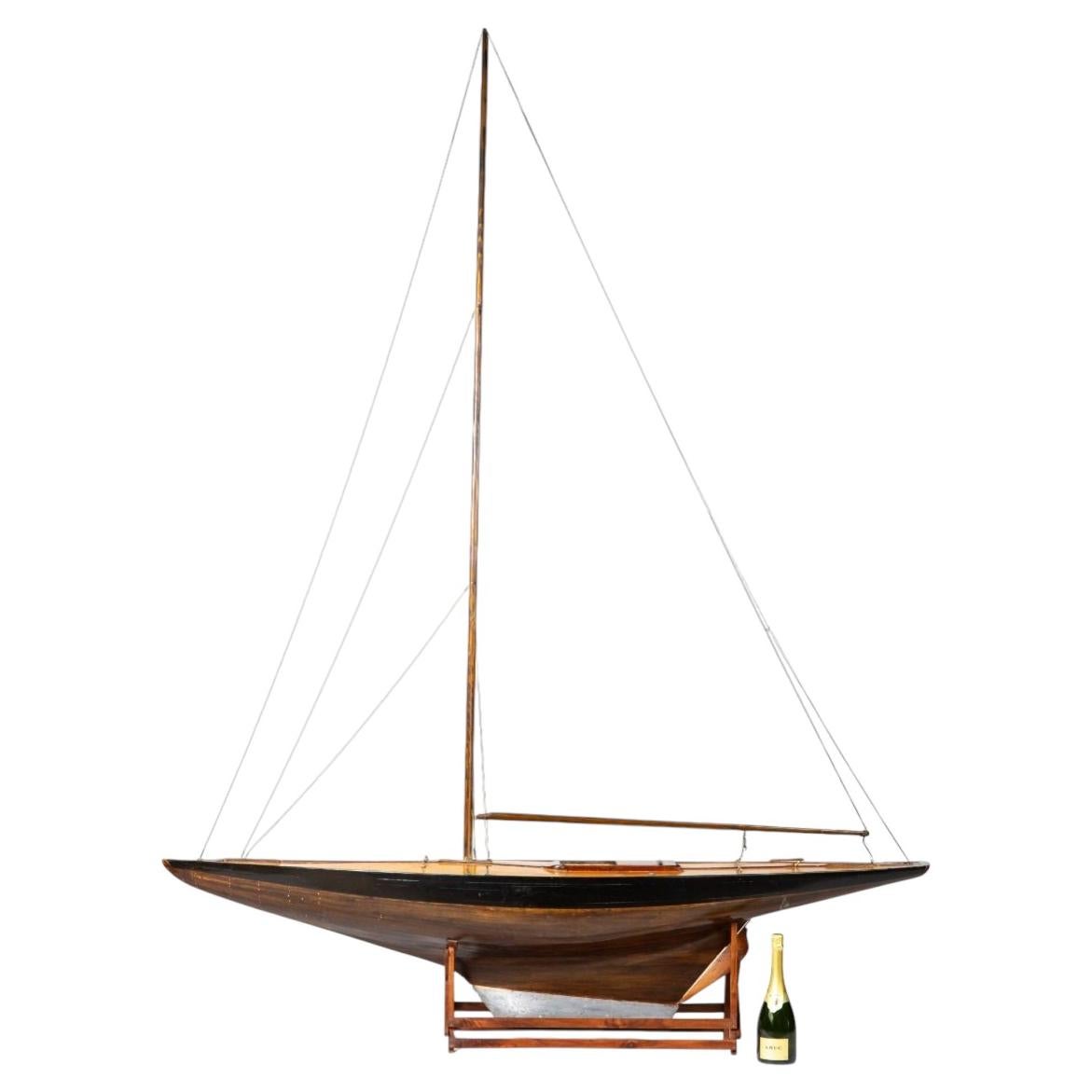 Exceptional Large Danish Yacht Model in Mahogany and Maple, 1930s (H: 258 cm) For Sale