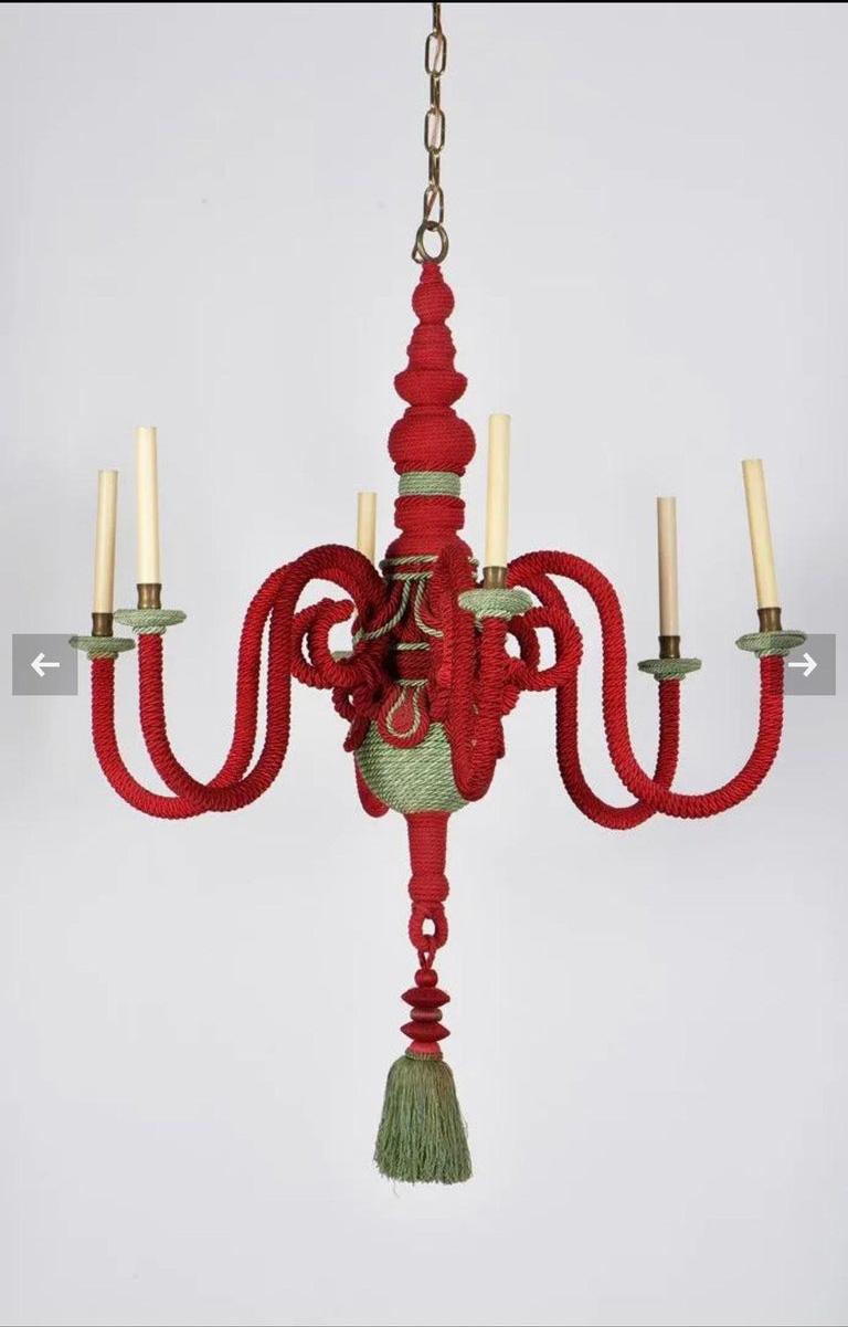French Exceptional  Fashion Chandeliers, Entirely Covered with Trimmings For Sale