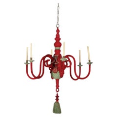 Exceptional large fashion chandeliers, entirely covered with trimmings.