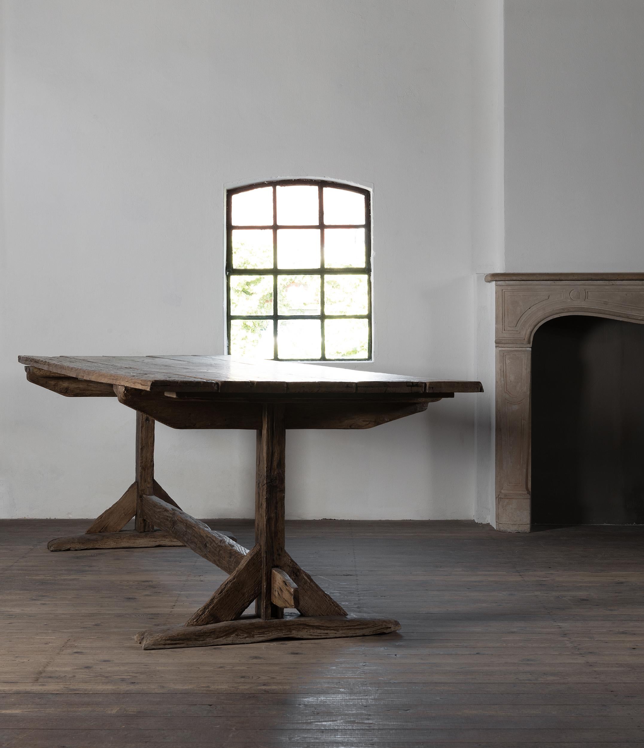 Exceptional Large French Montagnard Trestle Table, 18th Century In Excellent Condition In Jesteburg, DE