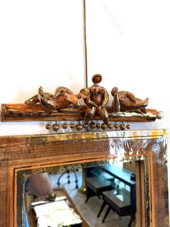 Exceptional Large Georges Pelletier Glazed Gilt Ceramic Mirror, FRANCE