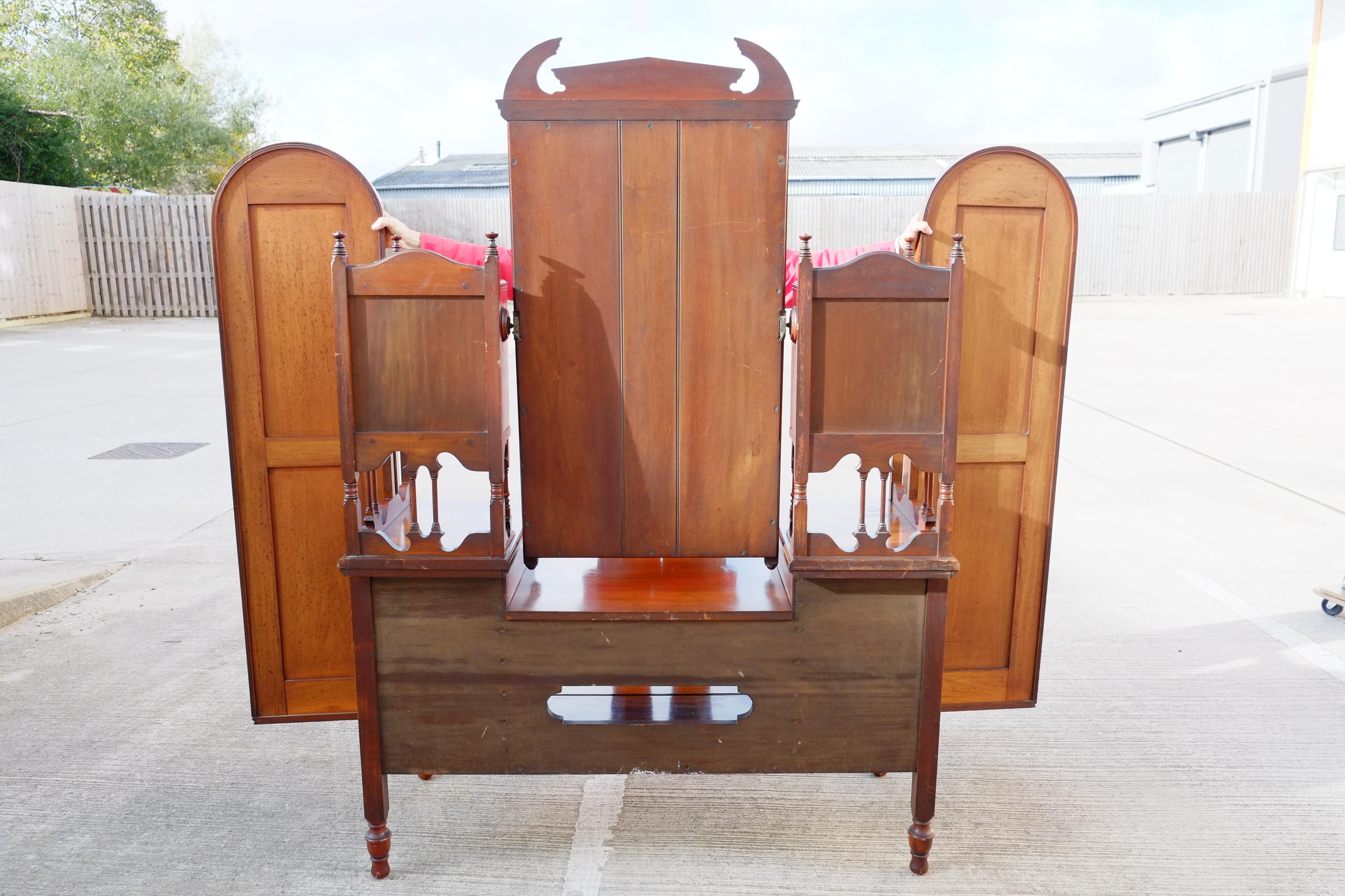 Exceptional Large Gothic English Victorian Burr Walnut Dressing Table Vanity For Sale 15