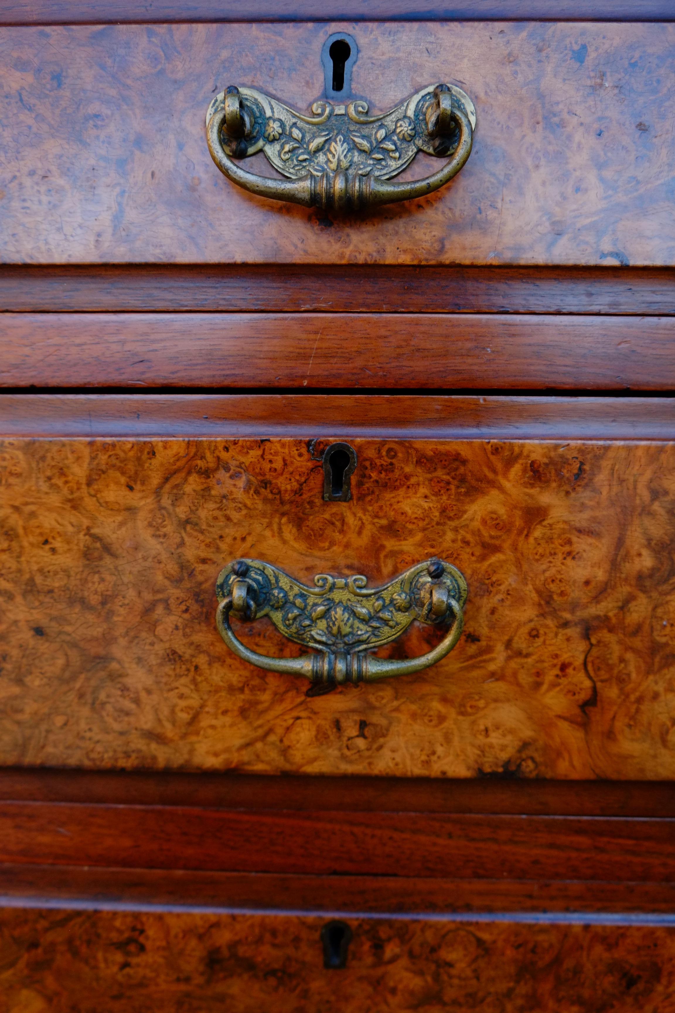 Exceptional Large Gothic English Victorian Burr Walnut Dressing Table Vanity For Sale 1