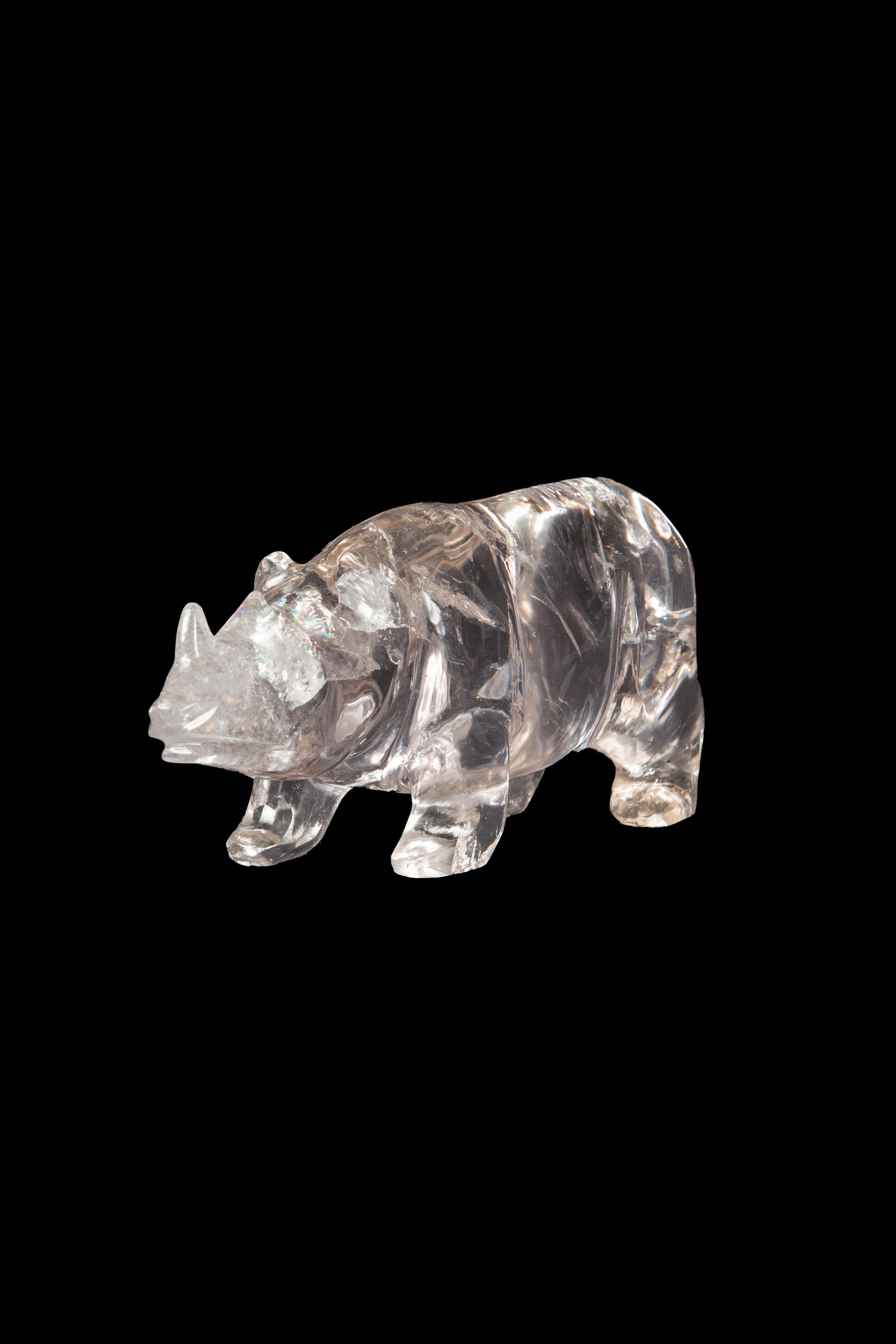 Außergewöhnliches großes handgeschnitztes Bergkristall Rhino (Viktorianisch) im Angebot