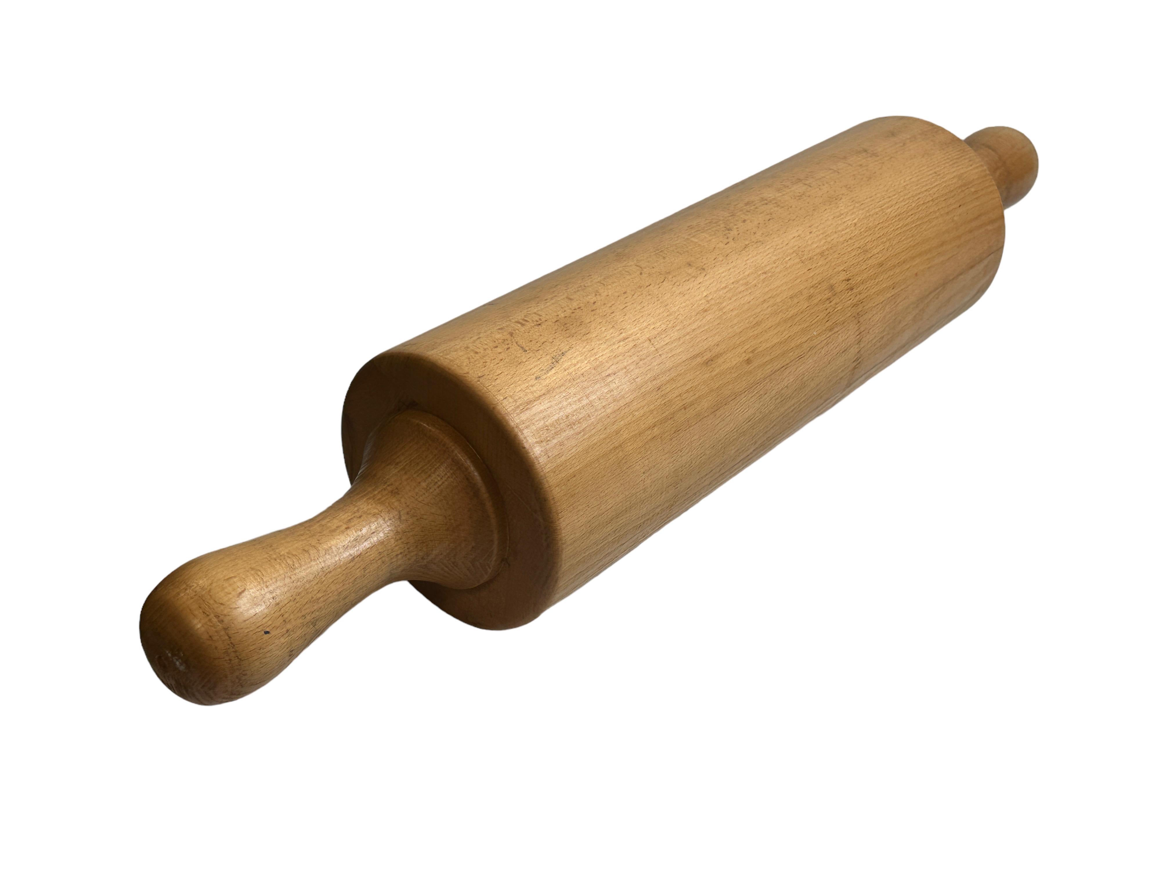 Wood Exceptional Large Heavy Rolling Pin, Bakery Decoration Vintage 1960s Austria For Sale