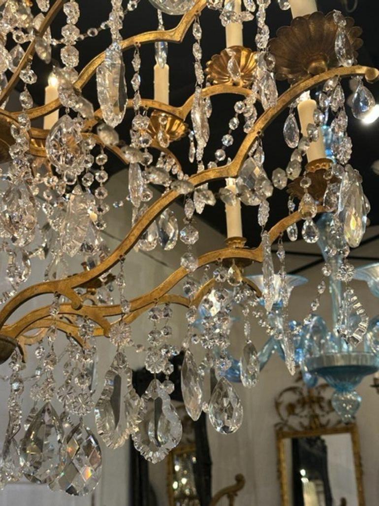 Bronze Exceptional Large Italian Crystal Chandelier with 25 Lights