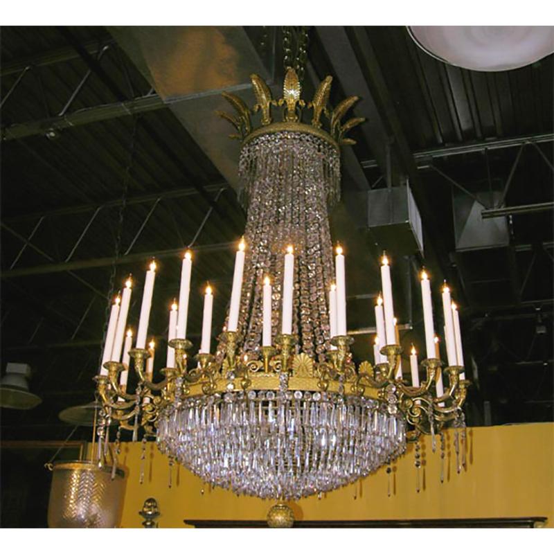 19th Century Exceptional Large Louis XVI Crystal and Bronze Chandelier
