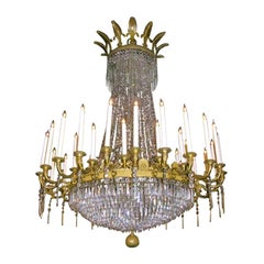 Exceptional Large Louis XVI Crystal and Bronze Chandelier