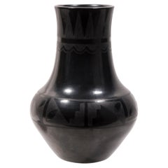 Used Exceptional, Large Maria and Julian Martinez Black Ware Pottery Jar