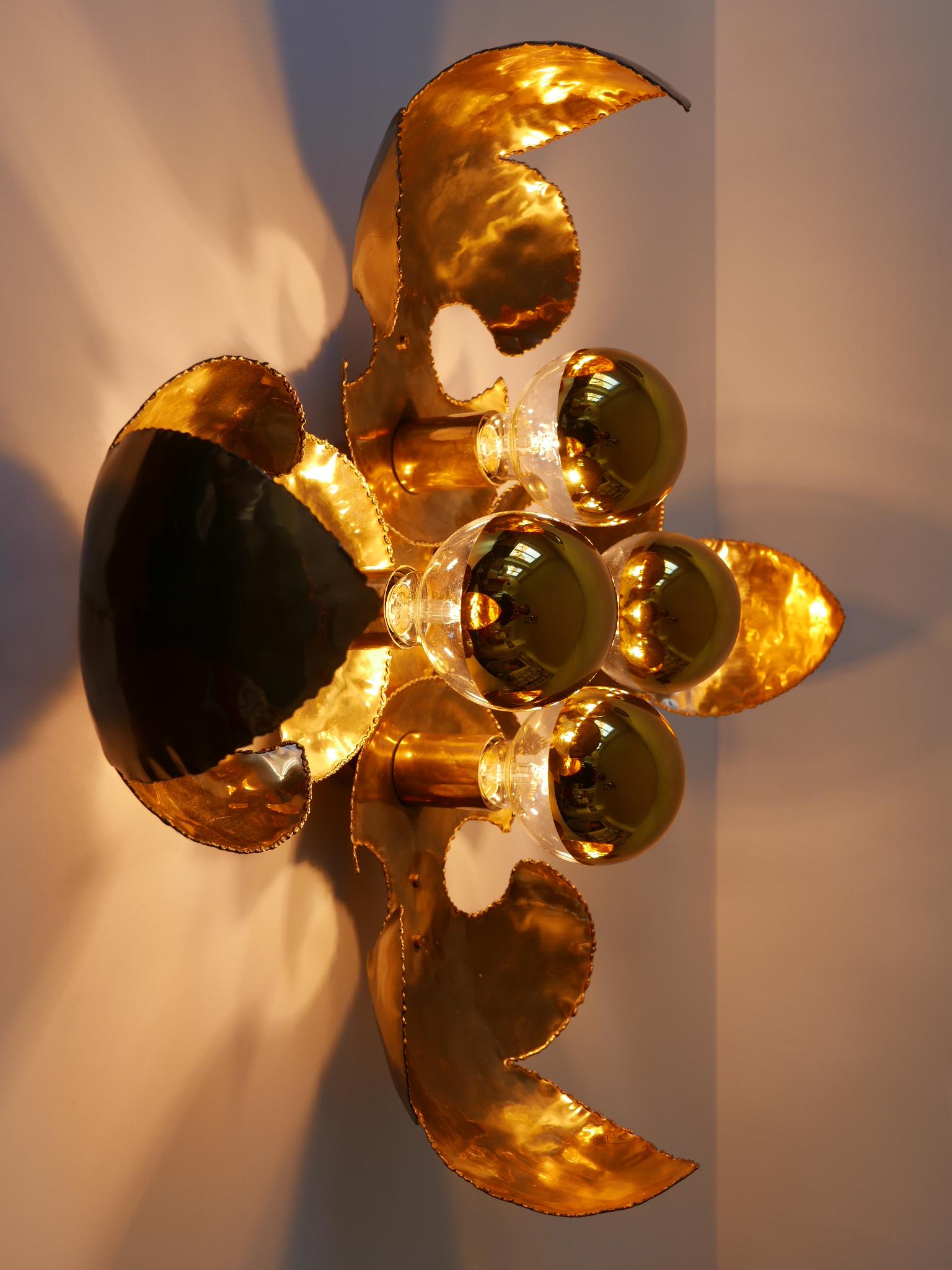 Exceptional Large Mid-Century Brass Brutalist Sconces or Ceiling Fixtures 1960s 4