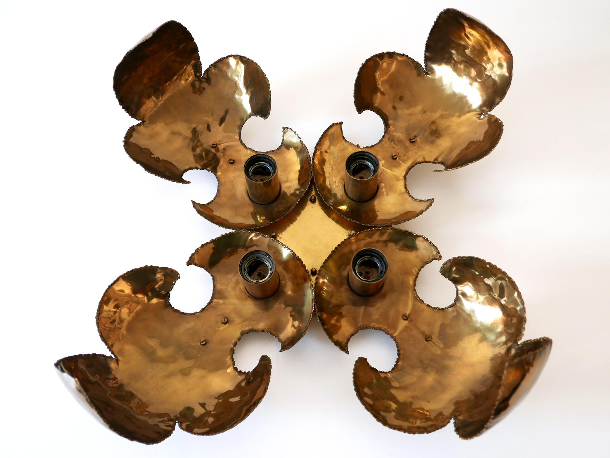 Exceptional Large Mid-Century Brass Brutalist Sconces or Ceiling Fixtures 1960s 10