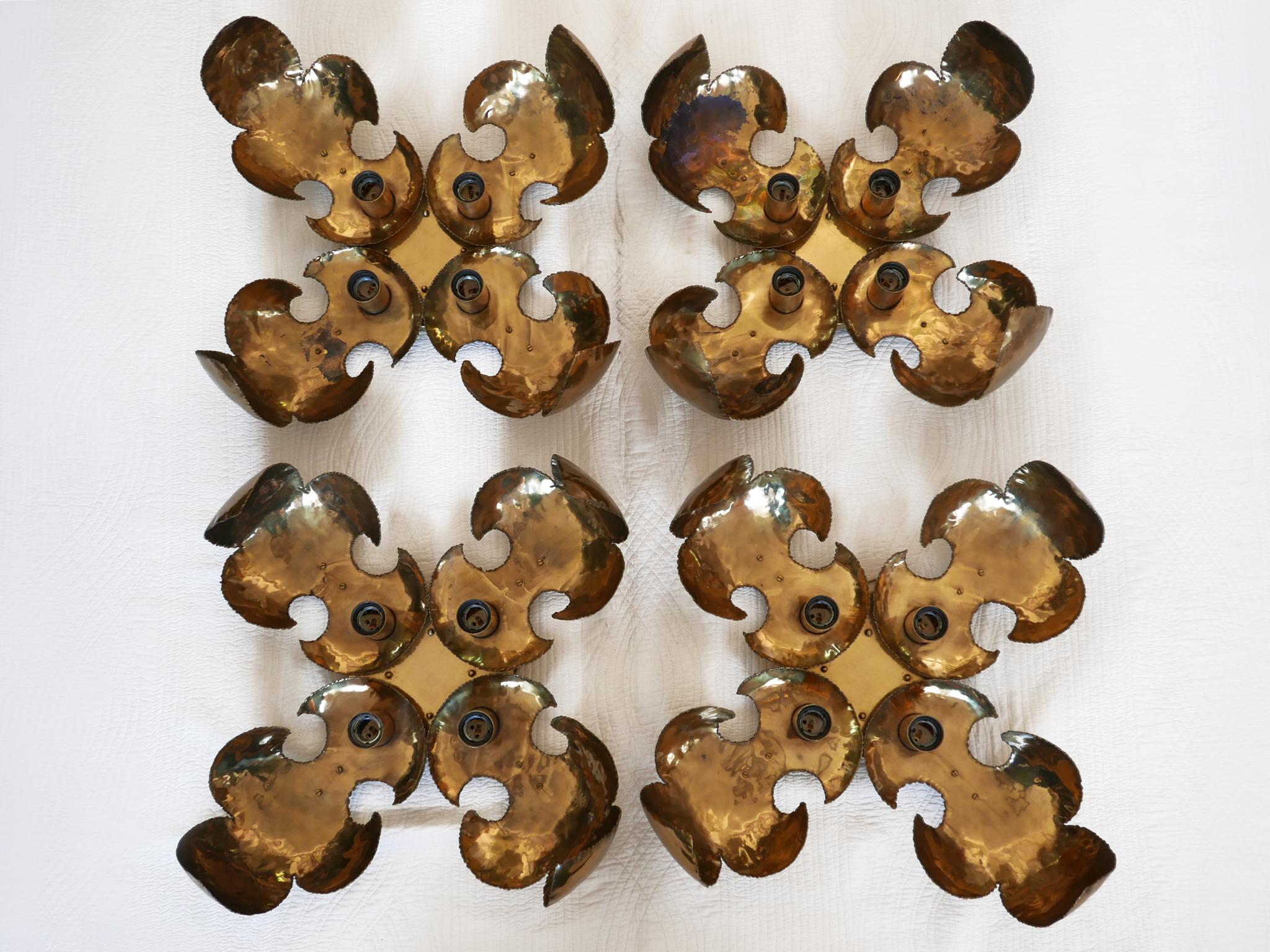 Exceptional Large Mid-Century Brass Brutalist Sconces or Ceiling Fixtures 1960s 14