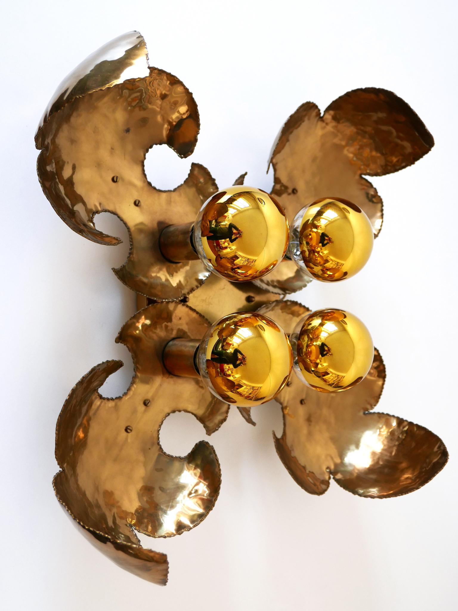 Mid-Century Modern Exceptional Large Mid-Century Brass Brutalist Sconces or Ceiling Fixtures 1960s