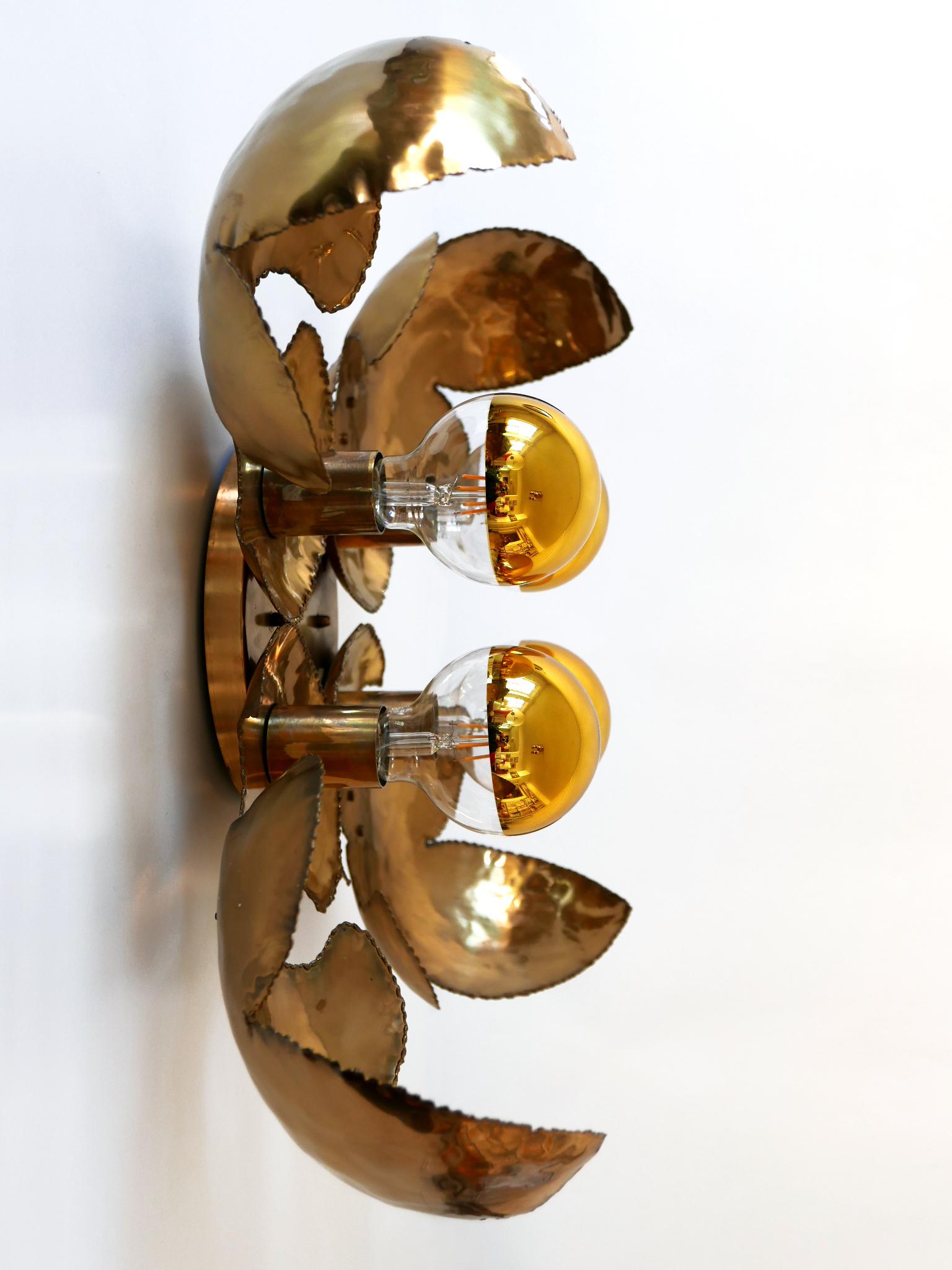 Exceptional Large Mid-Century Brass Brutalist Sconces or Ceiling Fixtures 1960s 1