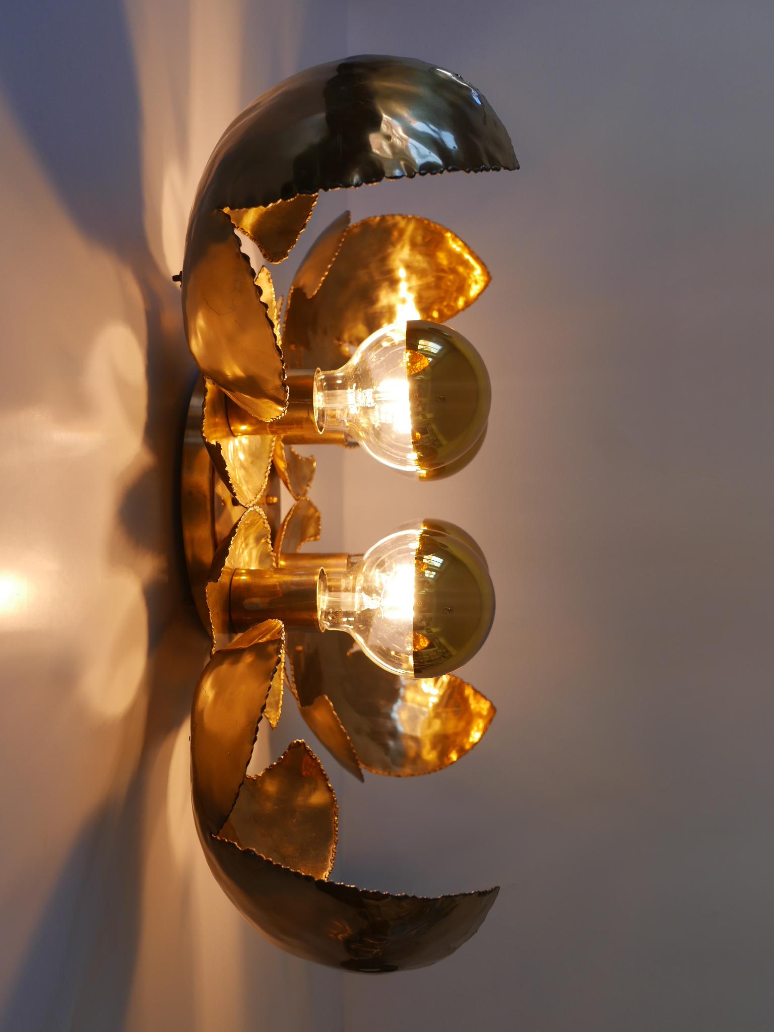 Exceptional Large Mid-Century Brass Brutalist Sconces or Ceiling Fixtures 1960s 2
