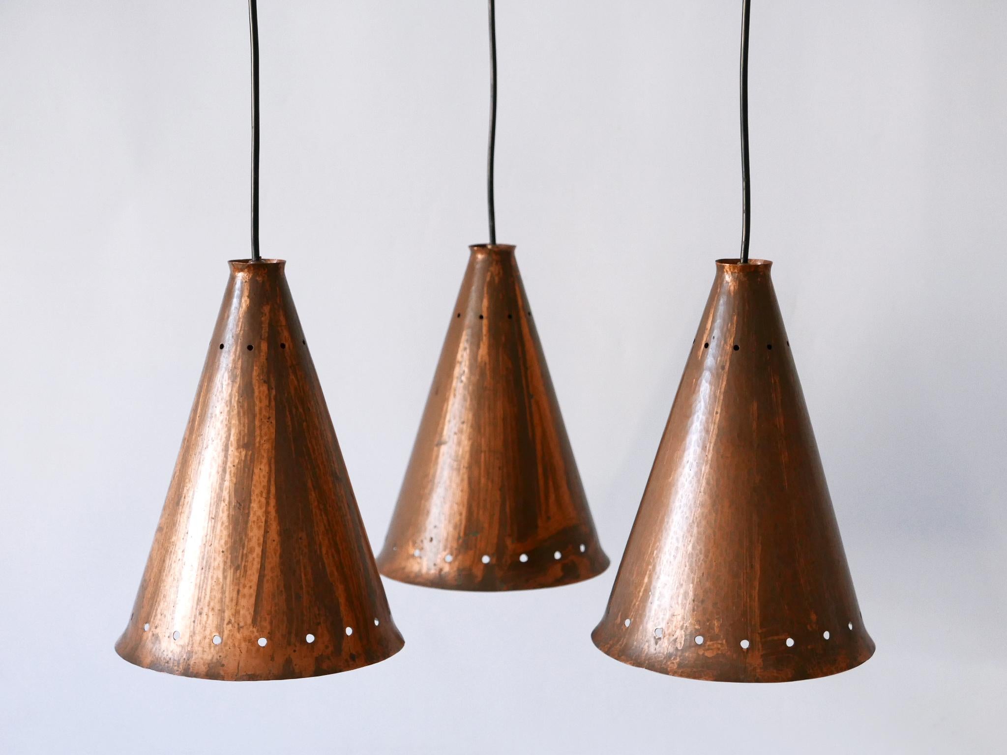 Exceptional & Large Mid-Century Modern Copper Pendant Lamp Scandinavia, 1950s For Sale 4