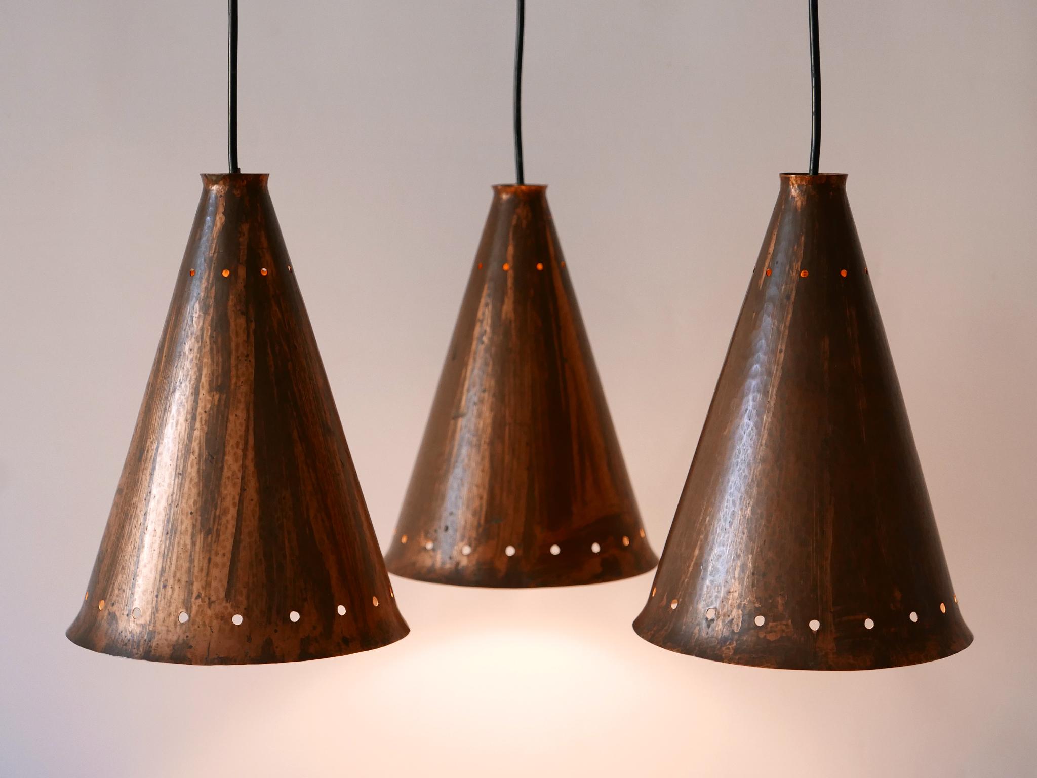 Exceptional & Large Mid-Century Modern Copper Pendant Lamp Scandinavia, 1950s For Sale 5