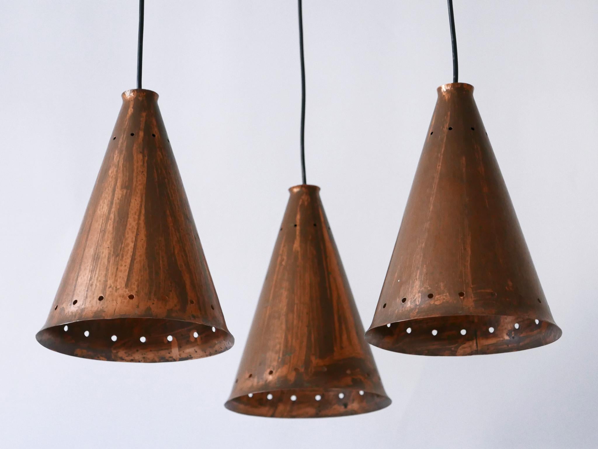 Exceptional & Large Mid-Century Modern Copper Pendant Lamp Scandinavia, 1950s For Sale 6