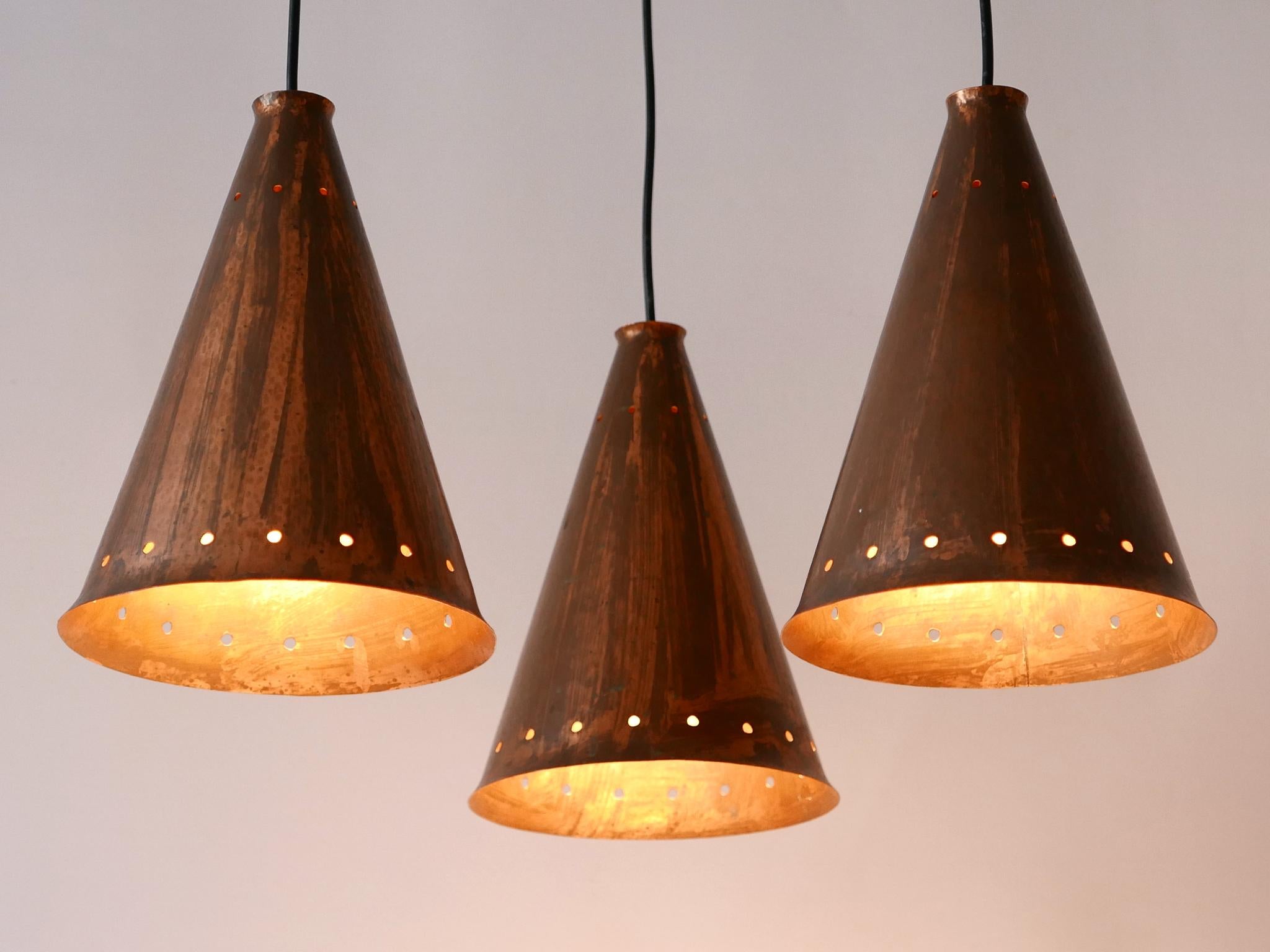 Exceptional & Large Mid-Century Modern Copper Pendant Lamp Scandinavia, 1950s For Sale 7