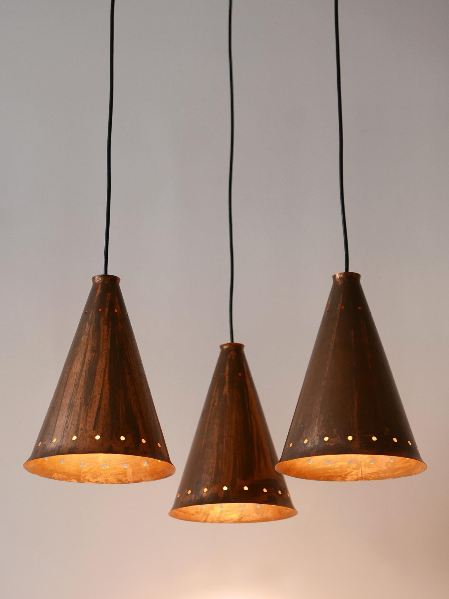Exceptional & Large Mid-Century Modern Copper Pendant Lamp Scandinavia, 1950s For Sale 8