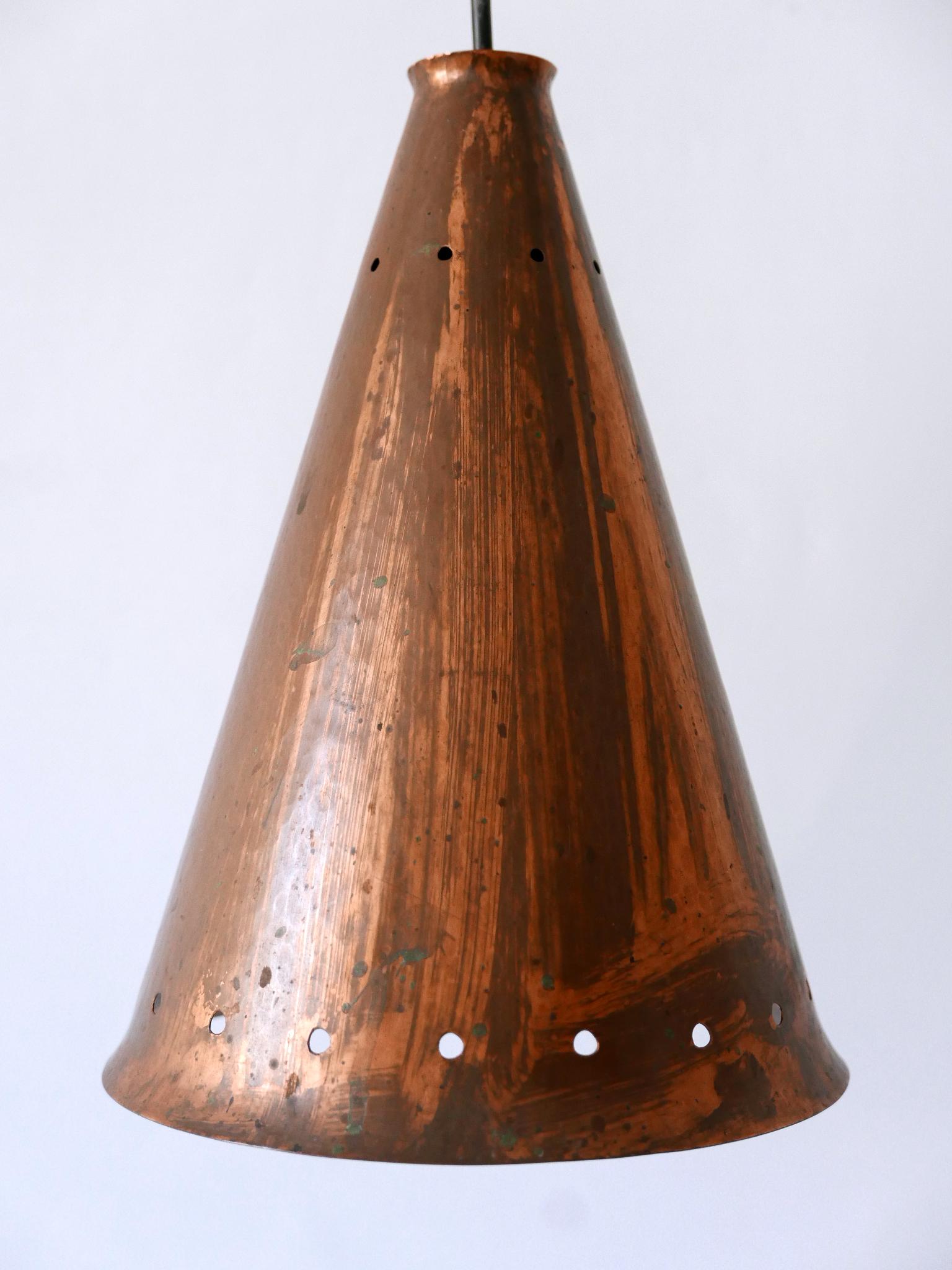 Exceptional & Large Mid-Century Modern Copper Pendant Lamp Scandinavia, 1950s For Sale 10