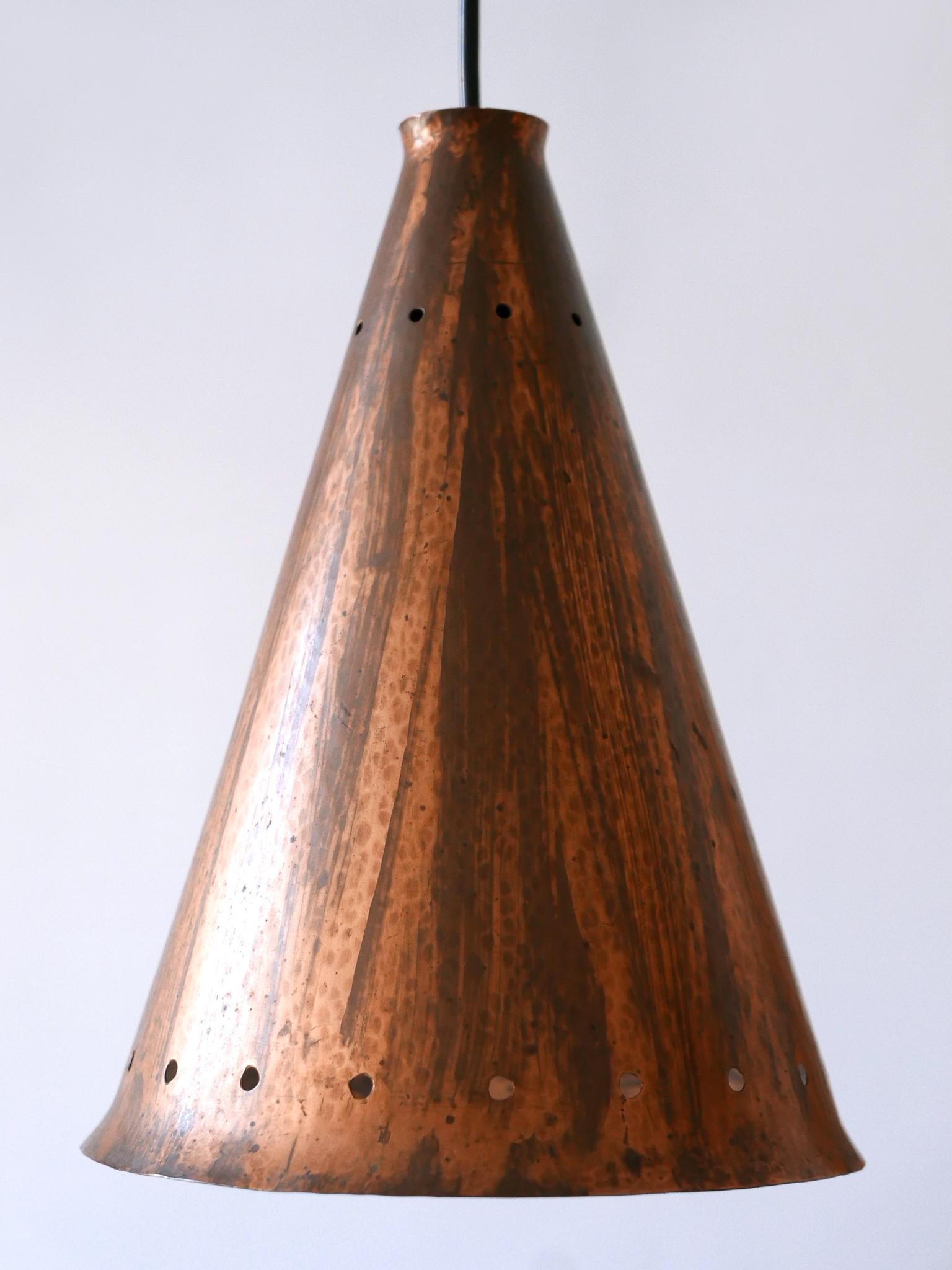 Exceptional & Large Mid-Century Modern Copper Pendant Lamp Scandinavia, 1950s For Sale 11