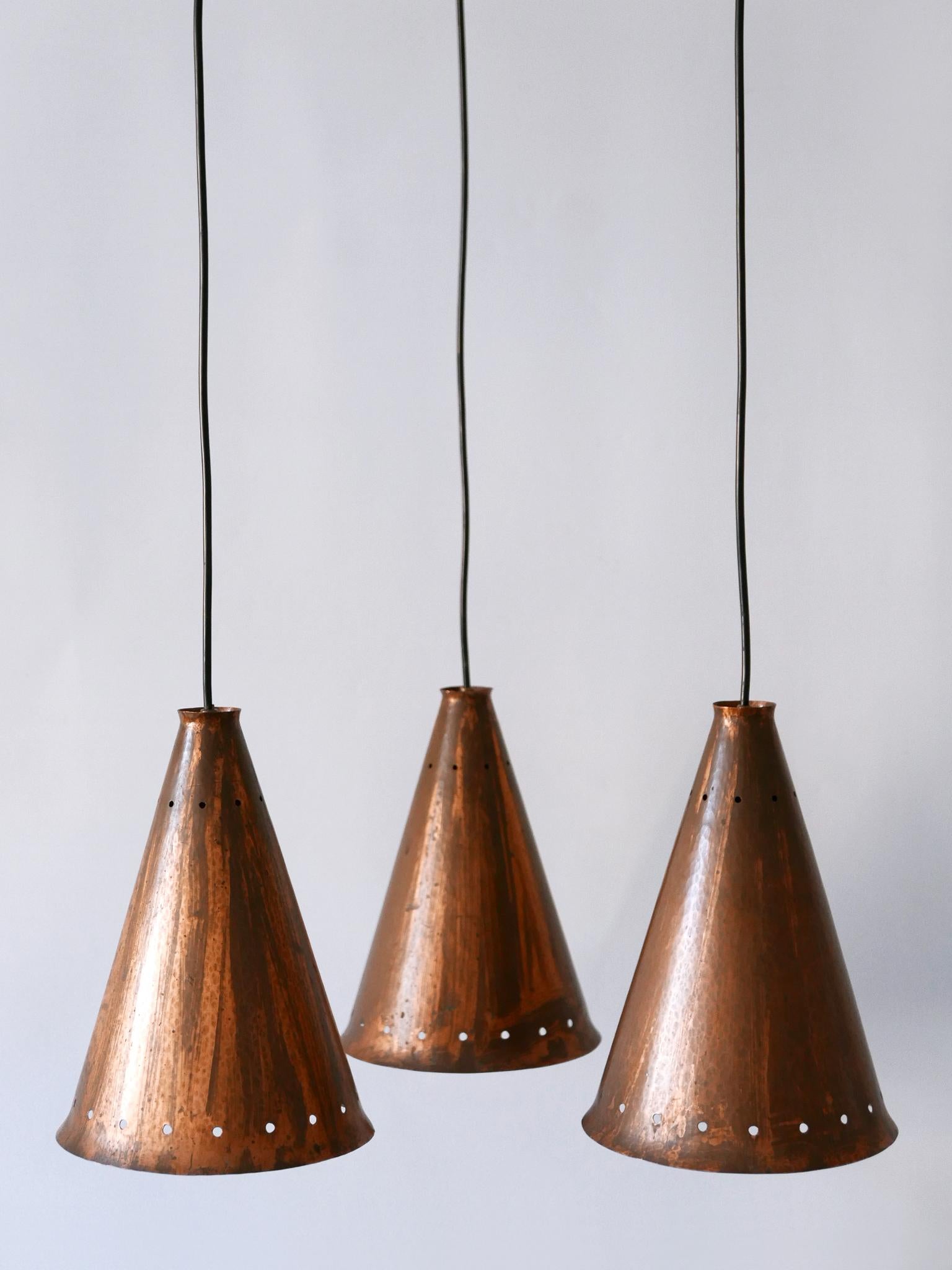 Exceptional & Large Mid-Century Modern Copper Pendant Lamp Scandinavia, 1950s For Sale 2