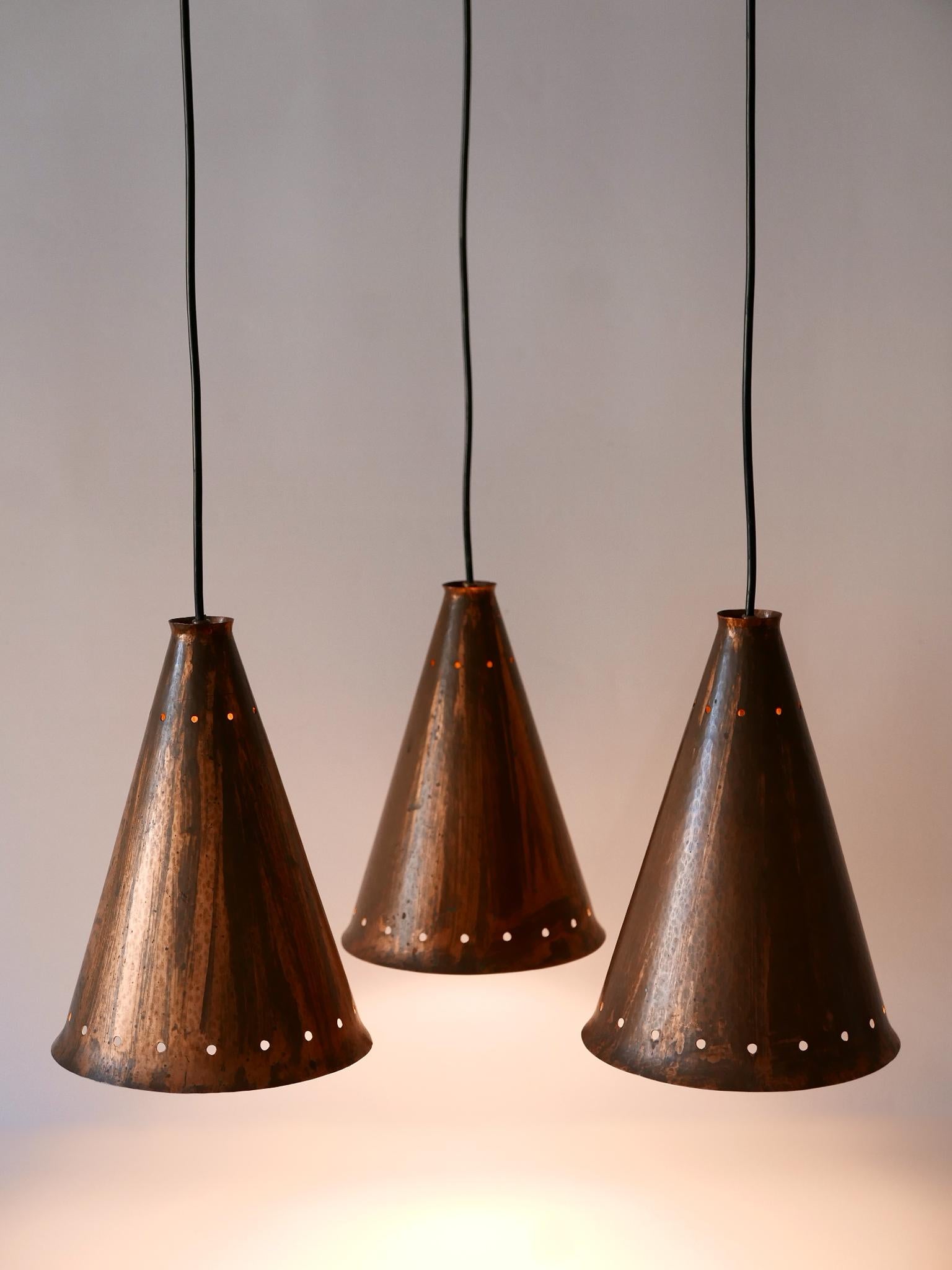 Exceptional & Large Mid-Century Modern Copper Pendant Lamp Scandinavia, 1950s For Sale 3