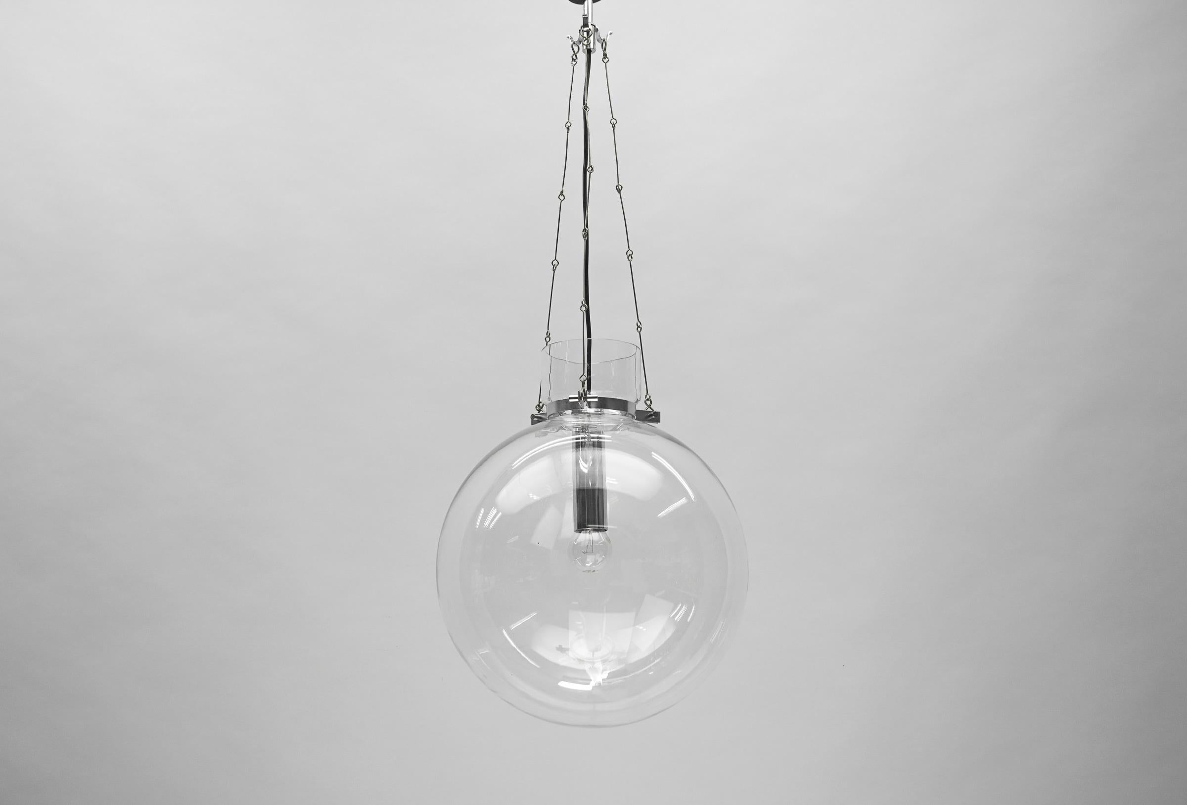 Exceptional & Large Mid Century Modern Glass Pendant Lamp, 1960s For Sale 4