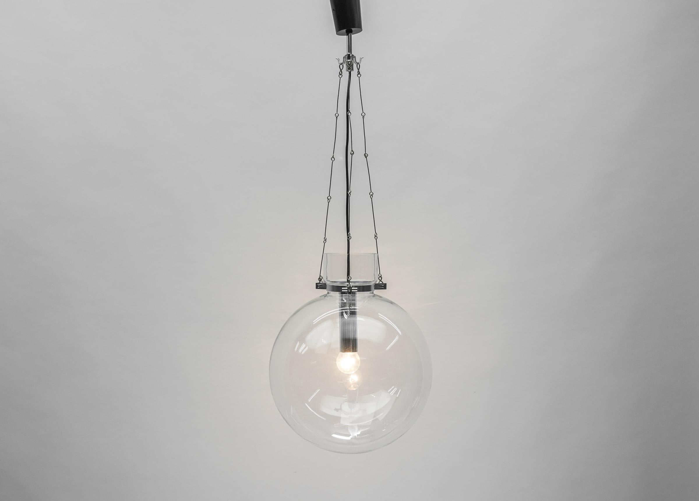 Exceptional & Large Mid Century Modern Glass Pendant Lamp, 1960s For Sale 5