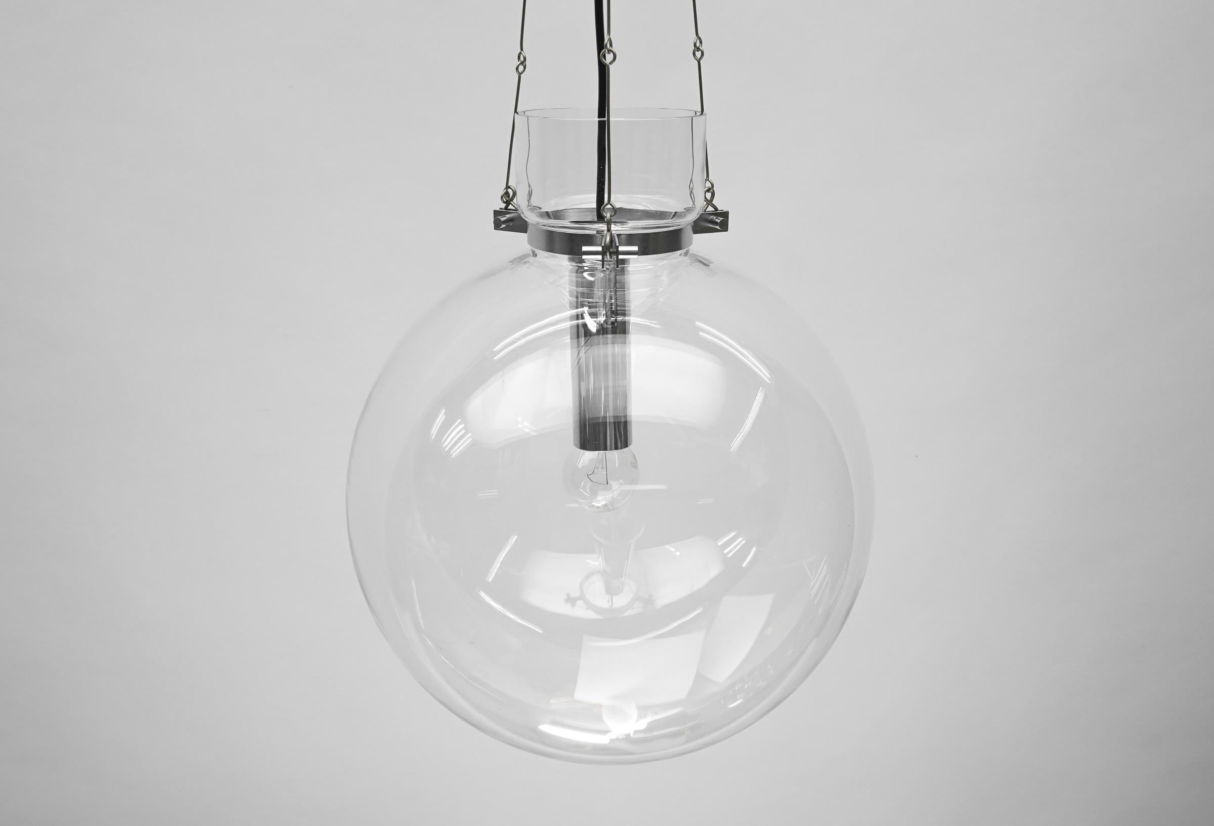 Italian Exceptional & Large Mid Century Modern Glass Pendant Lamp, 1960s For Sale