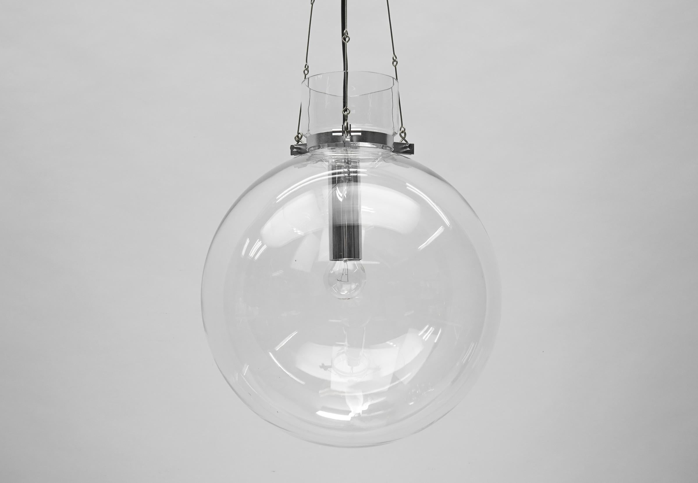 Mid-20th Century Exceptional & Large Mid Century Modern Glass Pendant Lamp, 1960s For Sale