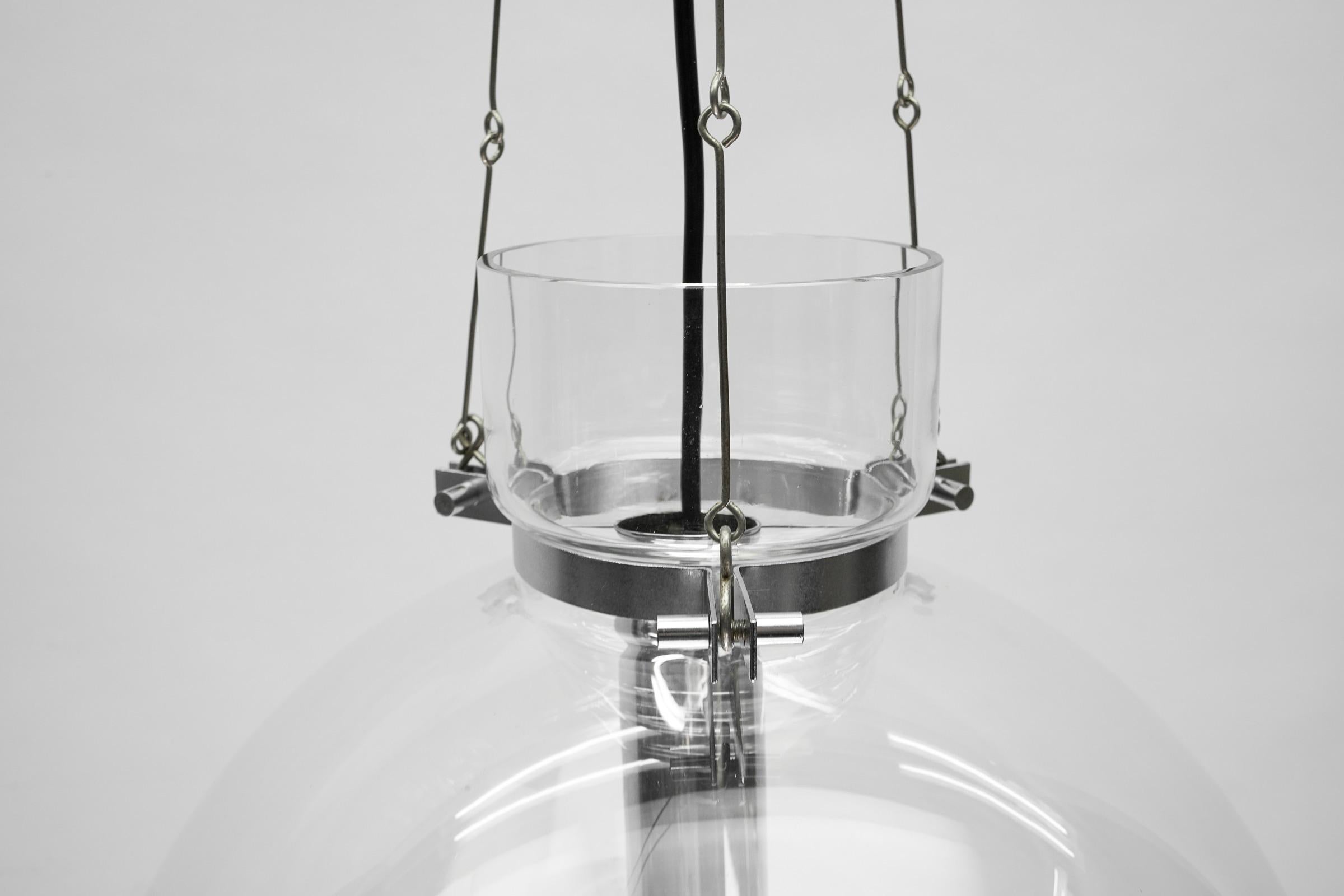 Exceptional & Large Mid Century Modern Glass Pendant Lamp, 1960s For Sale 1