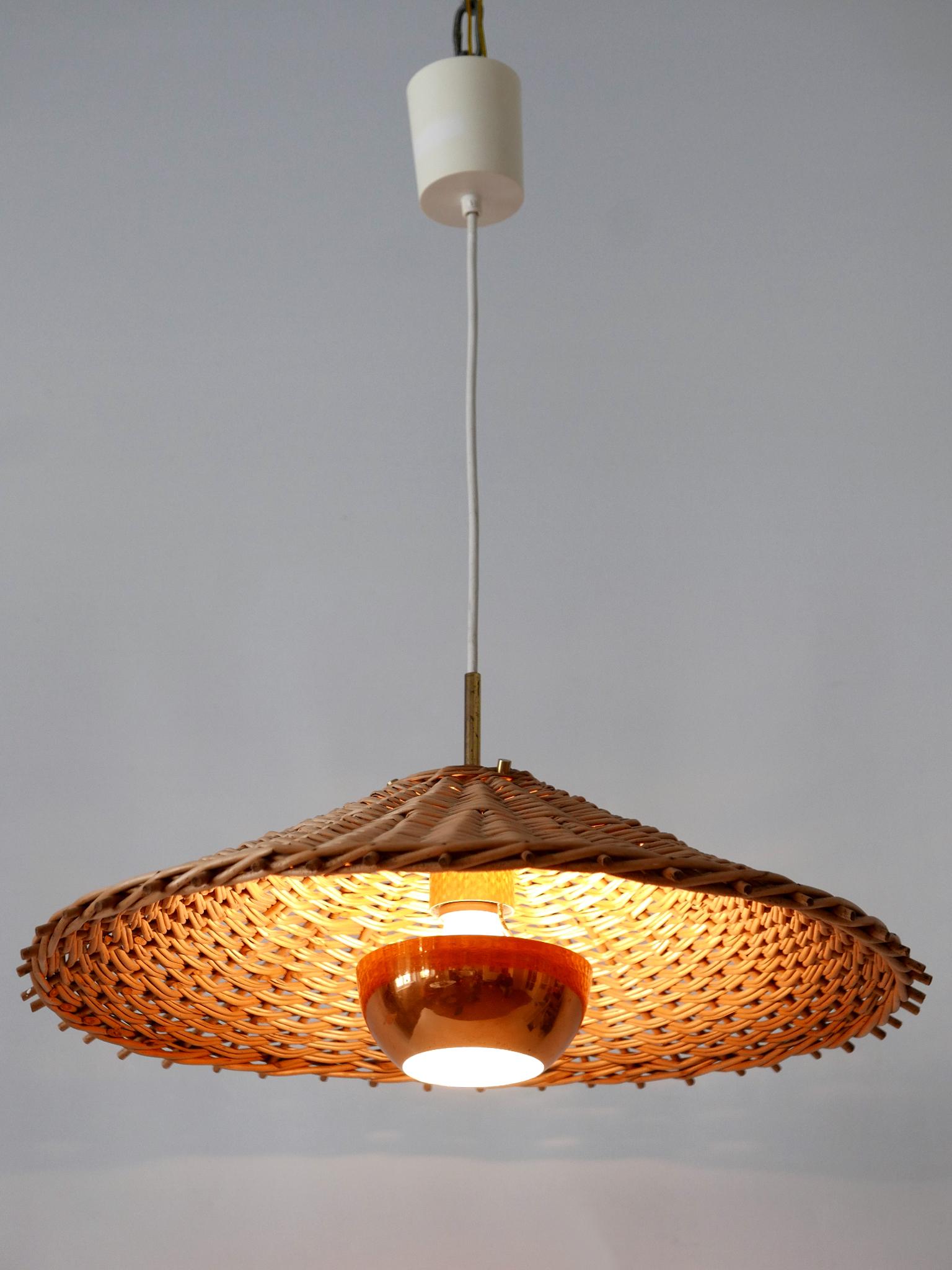 Exceptional & Large Mid Century Modern Rattan Pendant Lamp Scandinavia 1960s For Sale 3