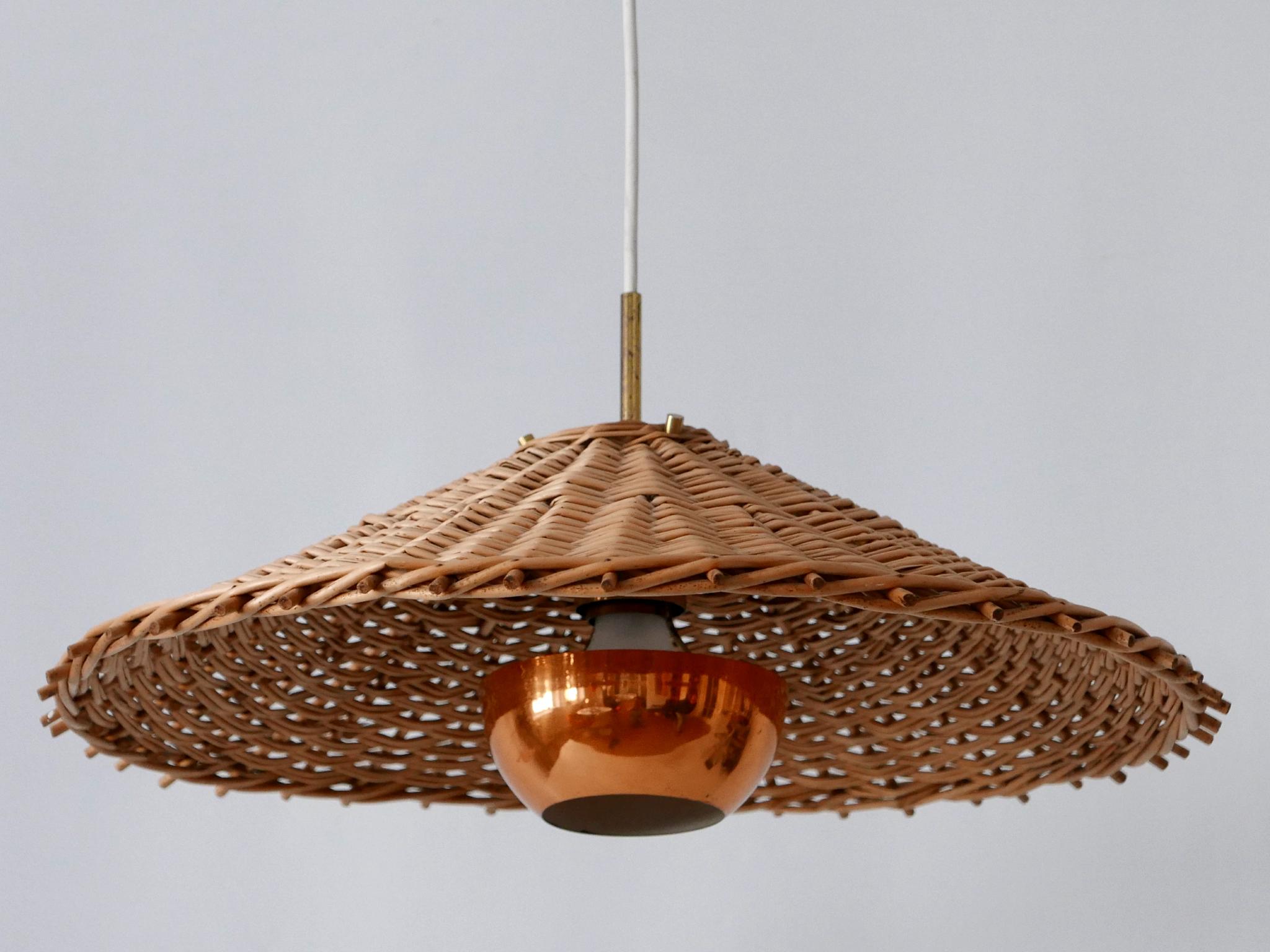 Exceptional & Large Mid Century Modern Rattan Pendant Lamp Scandinavia 1960s For Sale 4