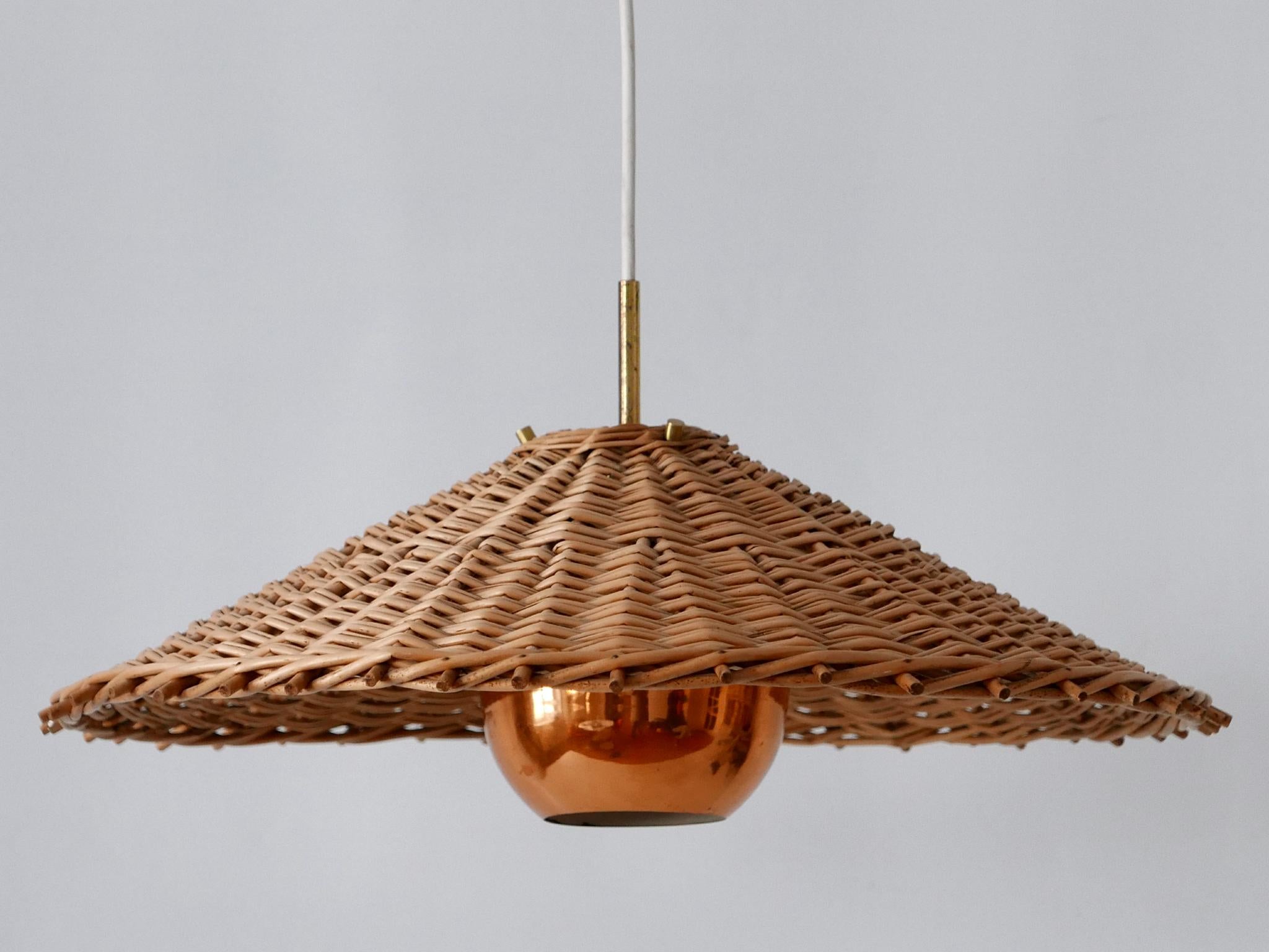 Exceptional & Large Mid Century Modern Rattan Pendant Lamp Scandinavia 1960s For Sale 5