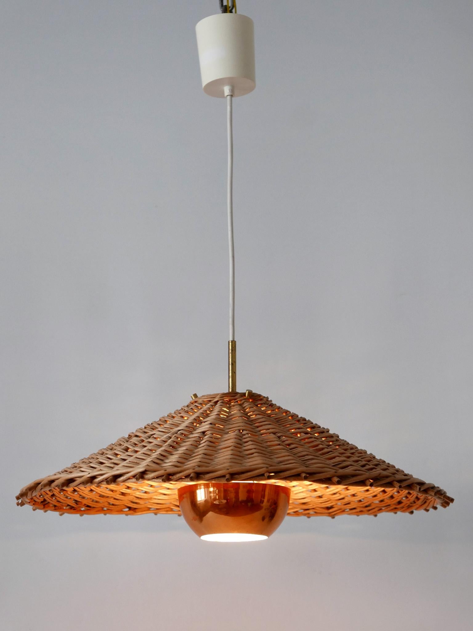 Exceptional & Large Mid Century Modern Rattan Pendant Lamp Scandinavia 1960s For Sale 6