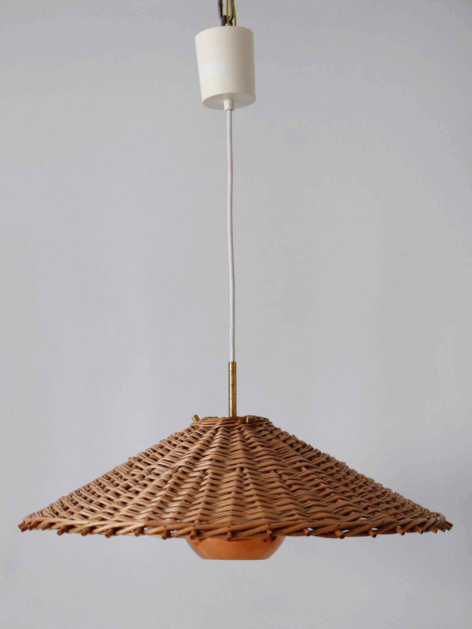 Exceptional & Large Mid Century Modern Rattan Pendant Lamp Scandinavia 1960s For Sale 7